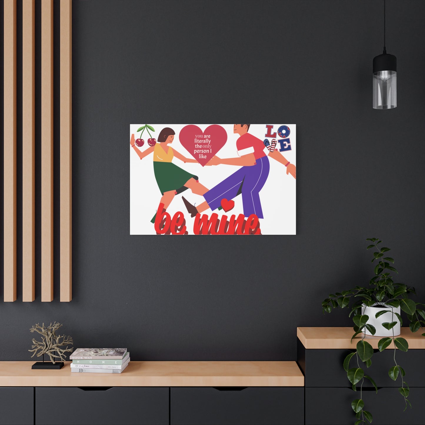 Vibrant Canvas Art Print, Cute Couple Dancing, Valentine's Gift, Home Decor, Love Quote Art, Heartfelt Wall Decoration