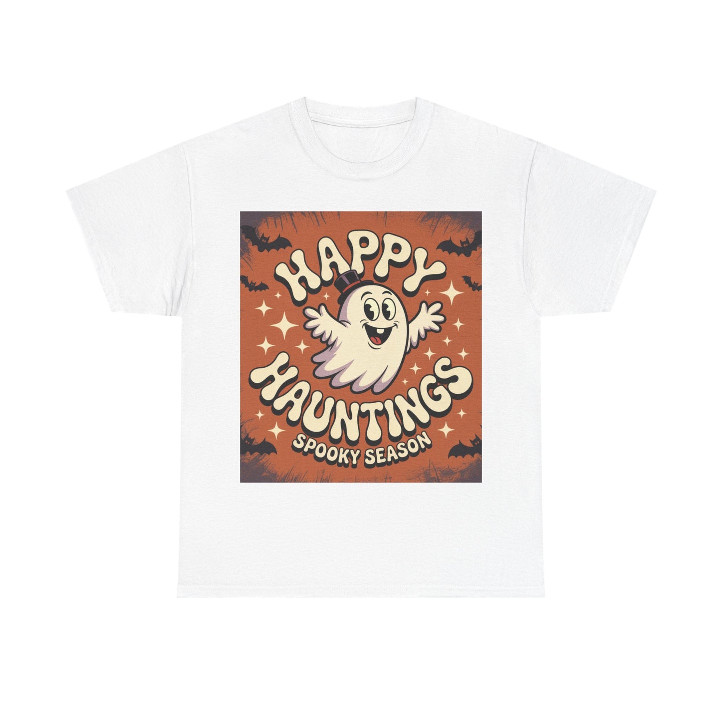 Happy Hauntings Unisex Halloween Tee, Spooky Season T-Shirt, Ghost Graphic Tee, Halloween Party Shirt, Casual Fall Wear