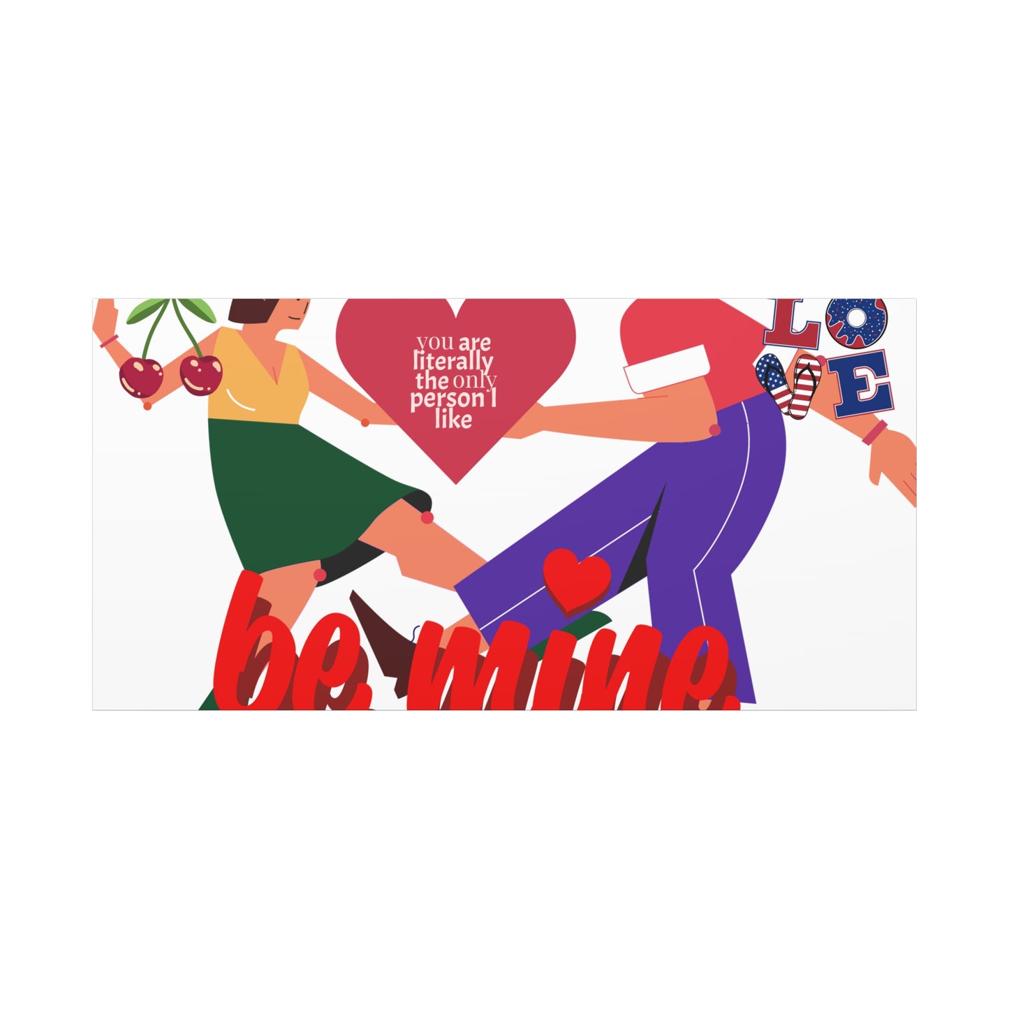 Vibrant Canvas Art Print, Cute Couple Dancing, Valentine's Gift, Home Decor, Love Quote Art, Heartfelt Wall Decoration