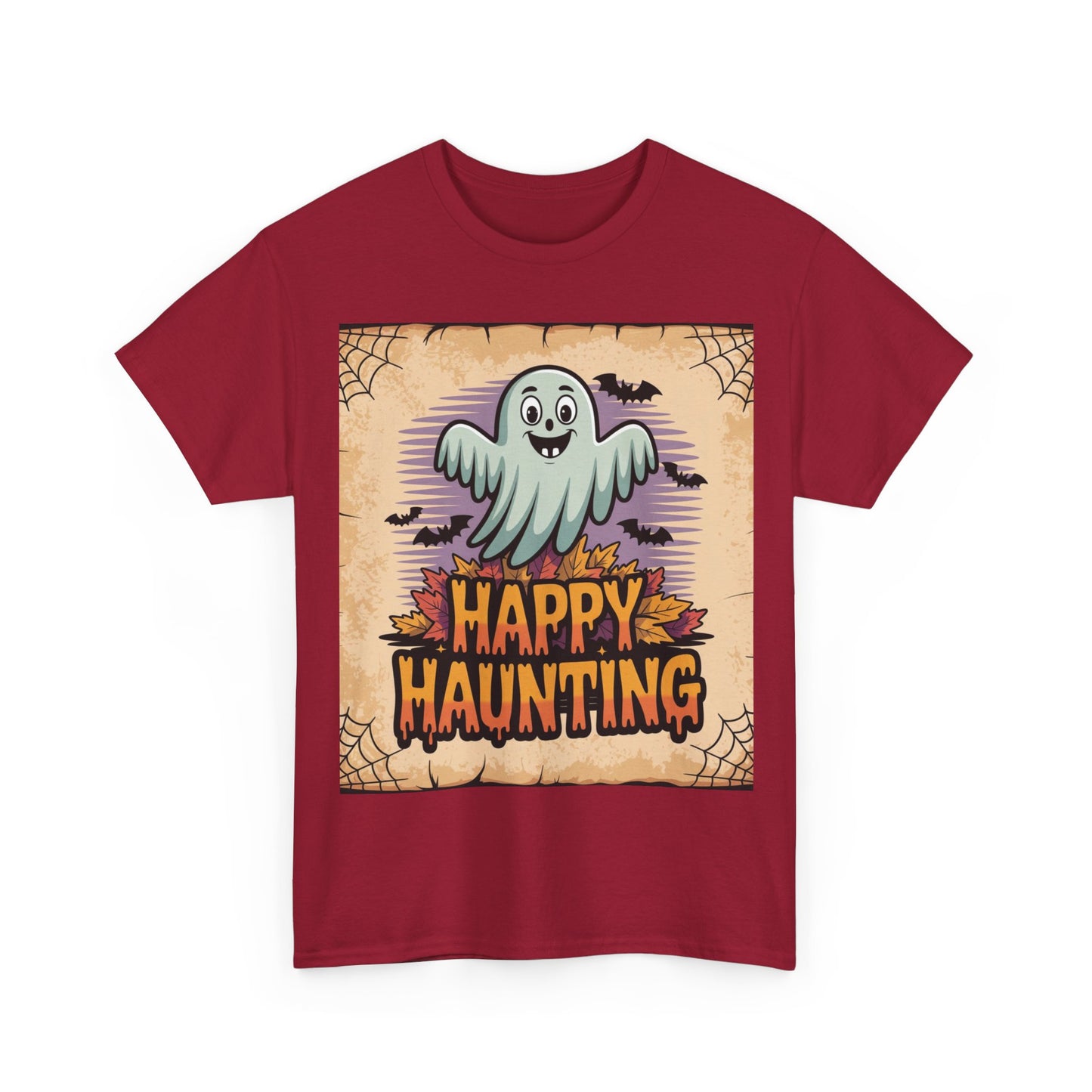 Halloween Ghost Tee, Happy Haunting Cotton Shirt, Unisex Spooky T-Shirt, Fall Festive Apparel, Ghostly Fun Clothing