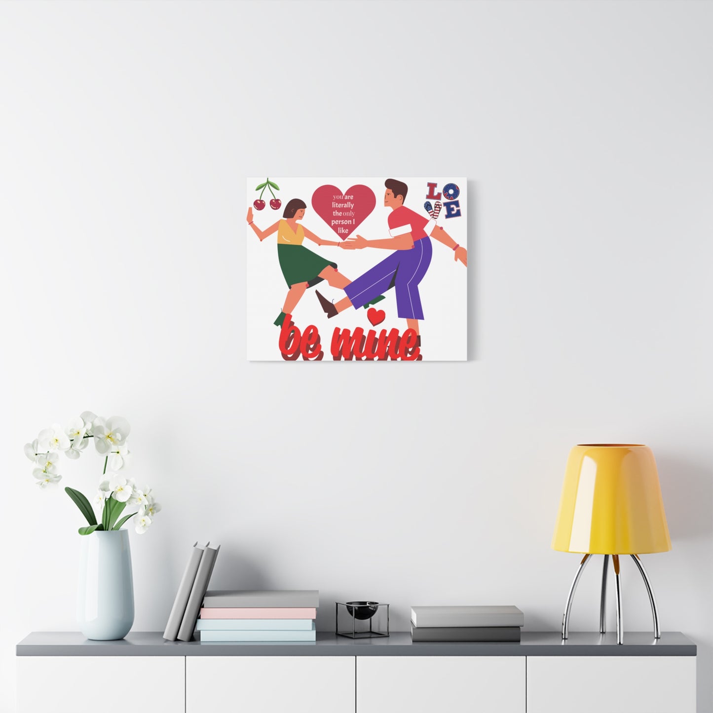 Vibrant Canvas Art Print, Cute Couple Dancing, Valentine's Gift, Home Decor, Love Quote Art, Heartfelt Wall Decoration