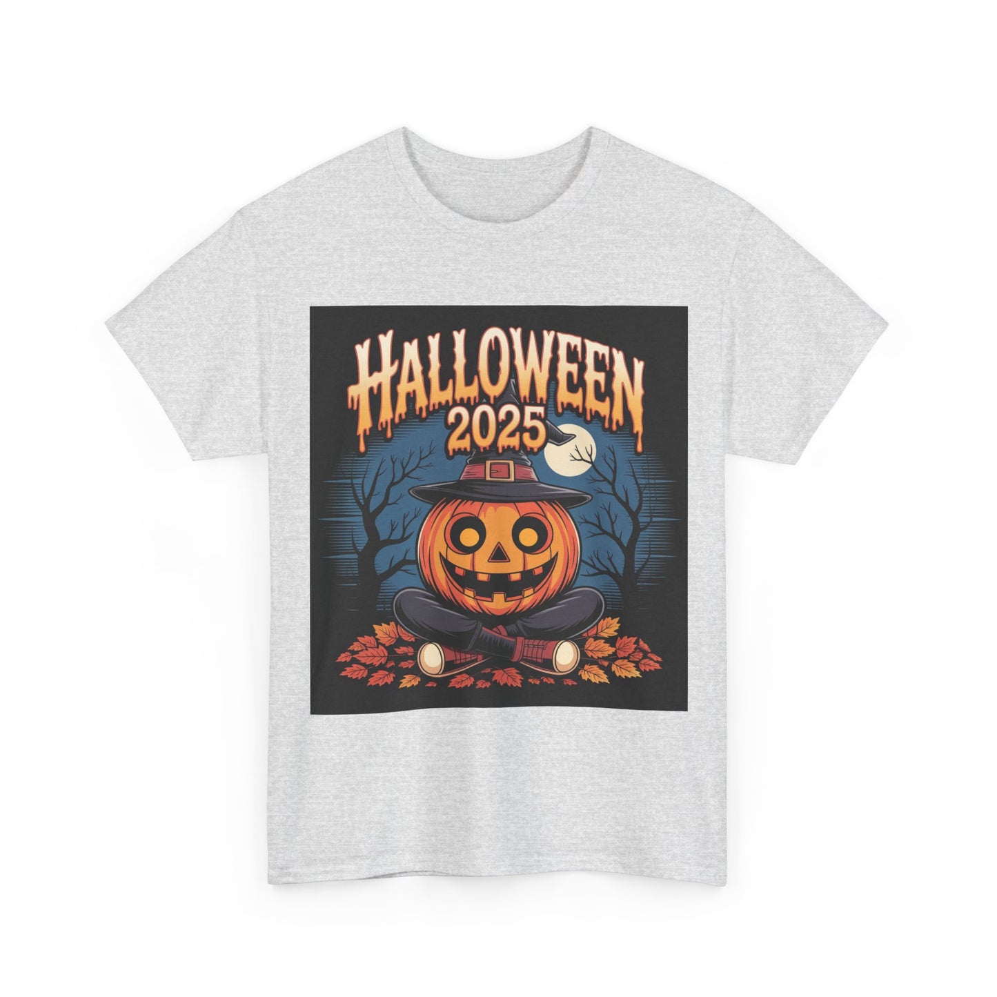 Halloween Pumpkin Tee, Unisex Heavy Cotton Tee, Spooky T-Shirt, Fall Apparel, Halloween 2025, Halloween Costumes, Autumn Fashion