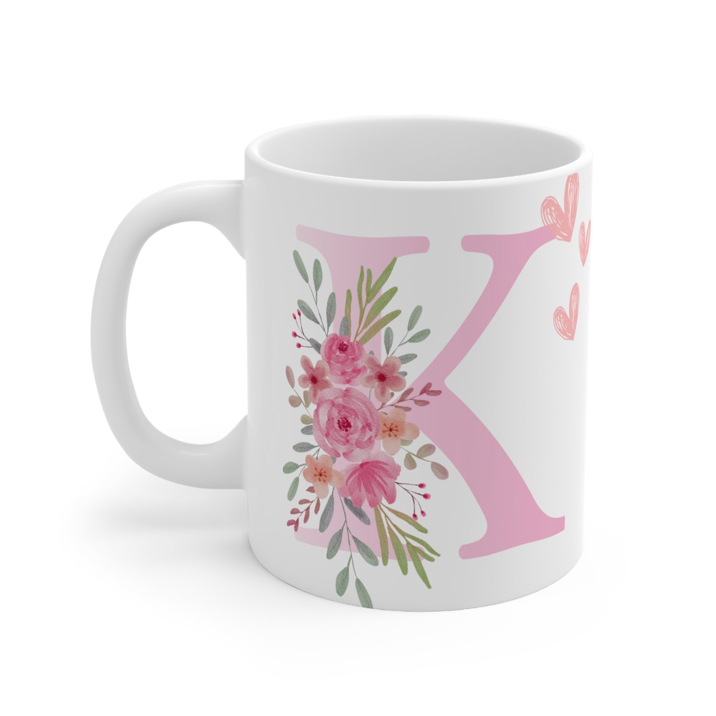 Floral Initial Coffee Mugs  Personalized Gift for Her  Cute Ceramic Cups, Tea Cups,Wedding, Home Decor