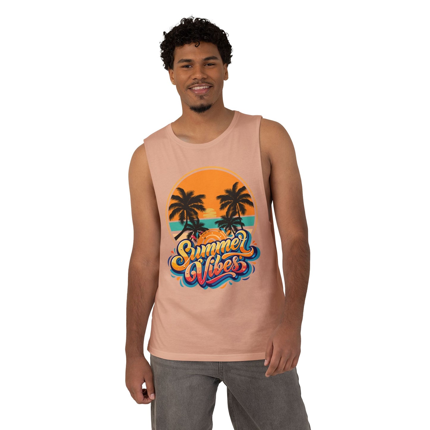 Summer Vibes Tank Top, Unisex Beachwear, Tropical Tee, Vacation Shirt, Casual Summer Apparel, Gift for Him/Her