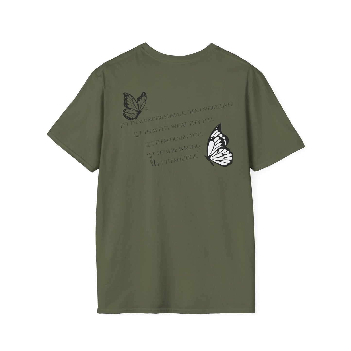 Butterfly Inspirational T-Shirt  Softstyle Tee for Nature Lovers, Casual Wear, Gift for Friends, Thoughtful Quote Shirt