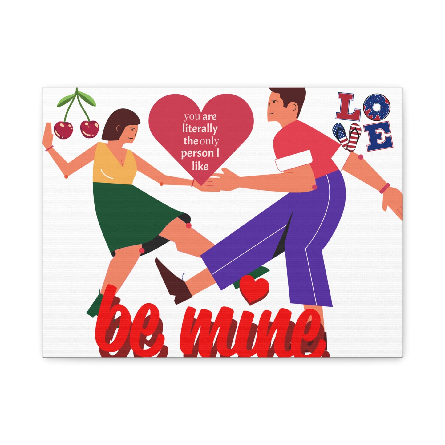 Vibrant Canvas Art Print, Cute Couple Dancing, Valentine's Gift, Home Decor, Love Quote Art, Heartfelt Wall Decoration