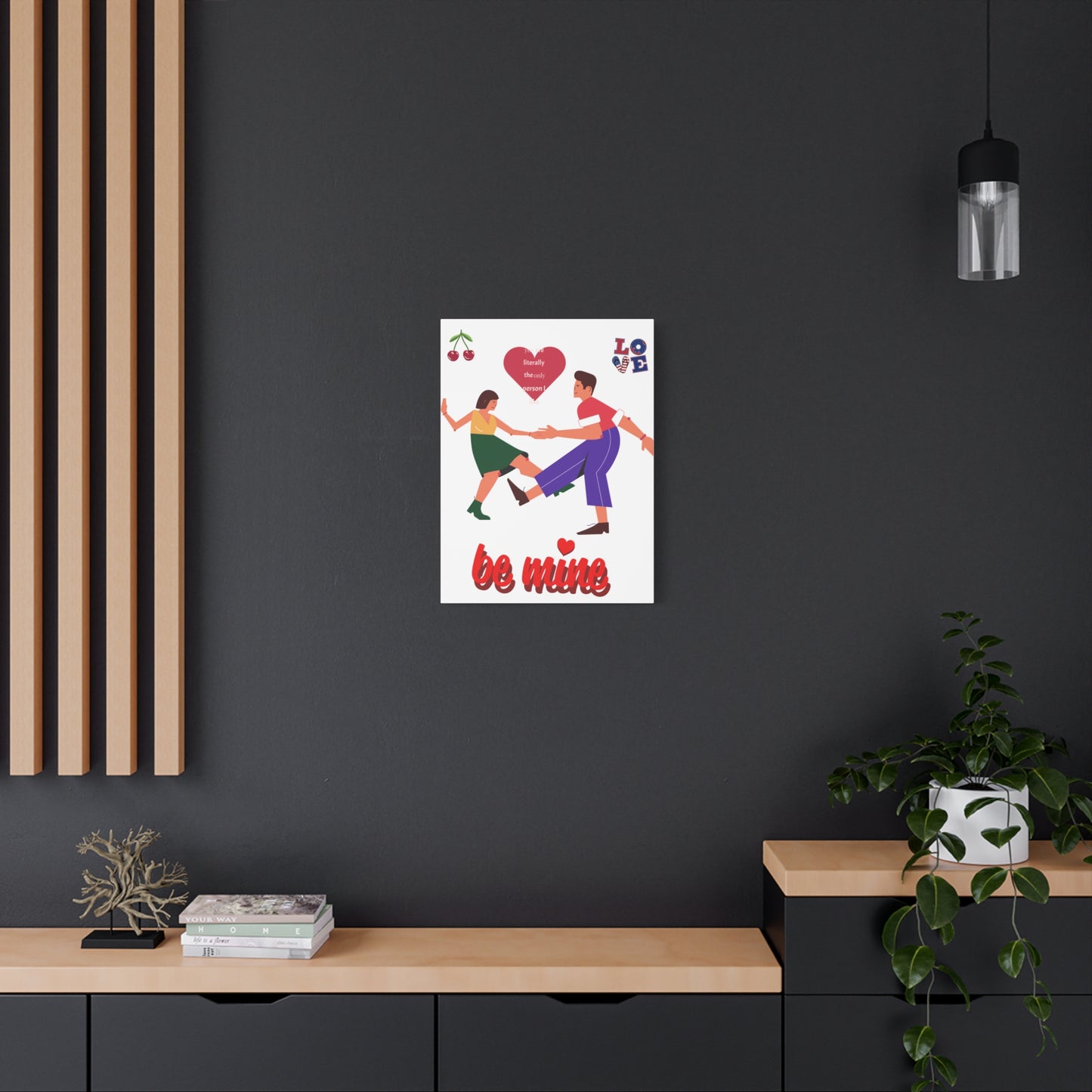 Vibrant Canvas Art Print, Cute Couple Dancing, Valentine's Gift, Home Decor, Love Quote Art, Heartfelt Wall Decoration