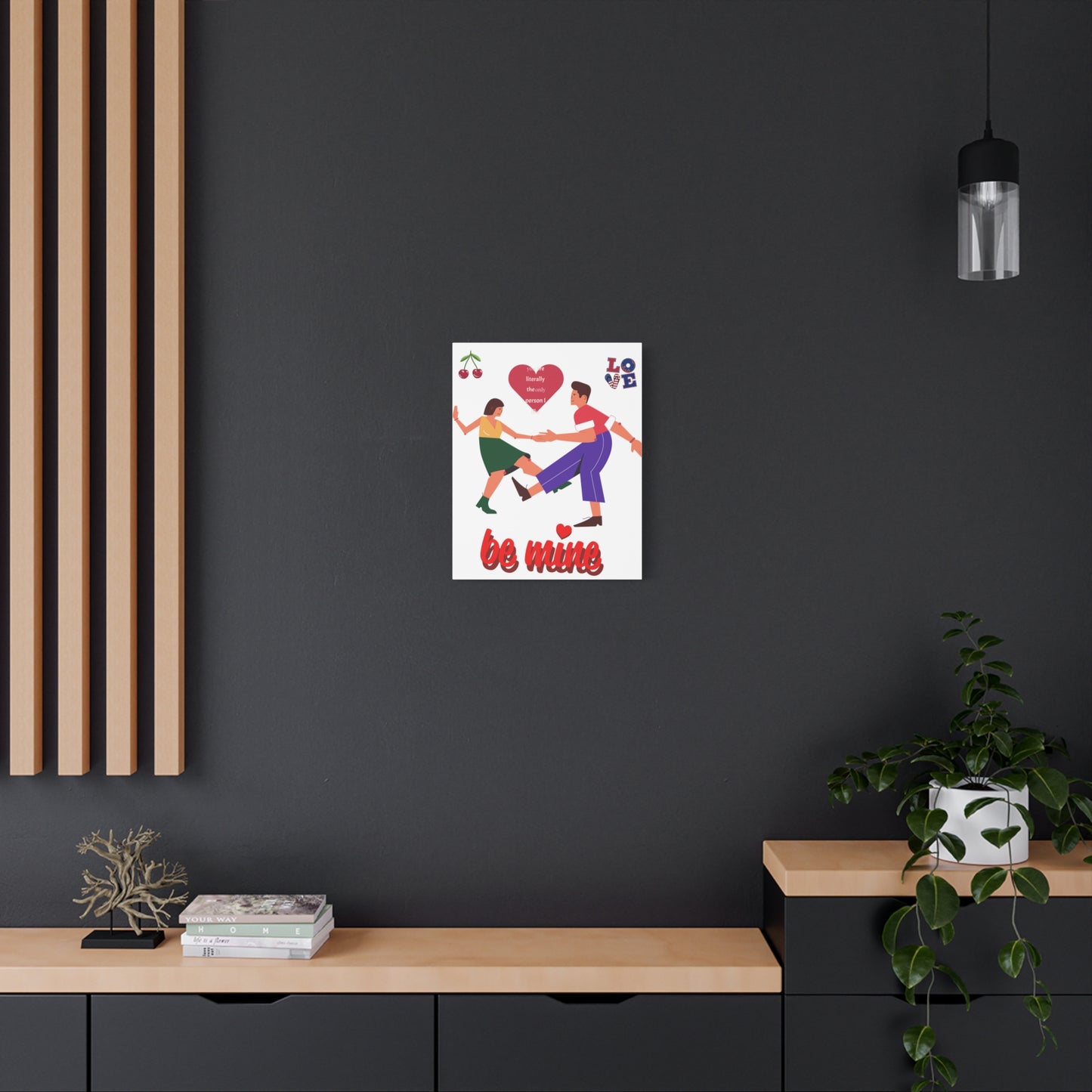 Vibrant Canvas Art Print, Cute Couple Dancing, Valentine's Gift, Home Decor, Love Quote Art, Heartfelt Wall Decoration