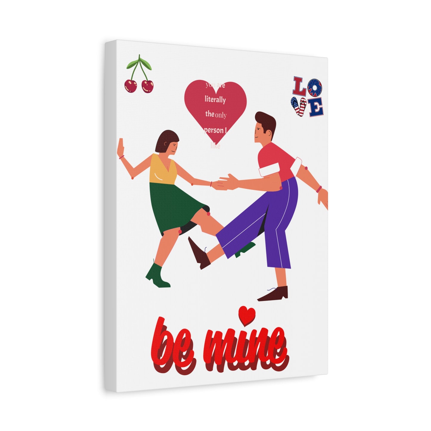 Vibrant Canvas Art Print, Cute Couple Dancing, Valentine's Gift, Home Decor, Love Quote Art, Heartfelt Wall Decoration