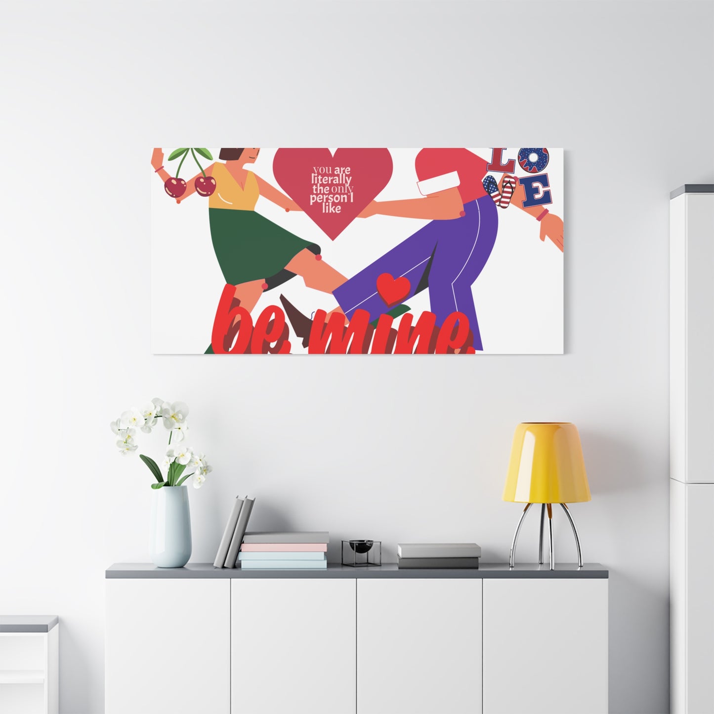 Vibrant Canvas Art Print, Cute Couple Dancing, Valentine's Gift, Home Decor, Love Quote Art, Heartfelt Wall Decoration