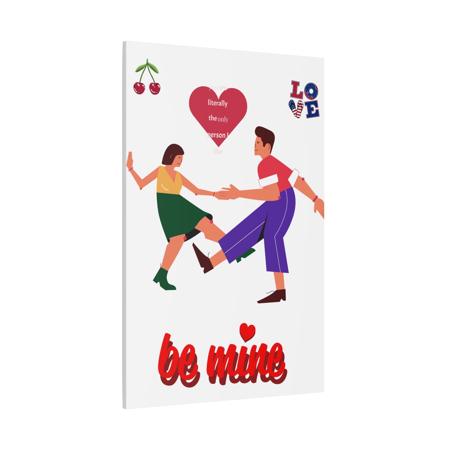 Vibrant Canvas Art Print, Cute Couple Dancing, Valentine's Gift, Home Decor, Love Quote Art, Heartfelt Wall Decoration