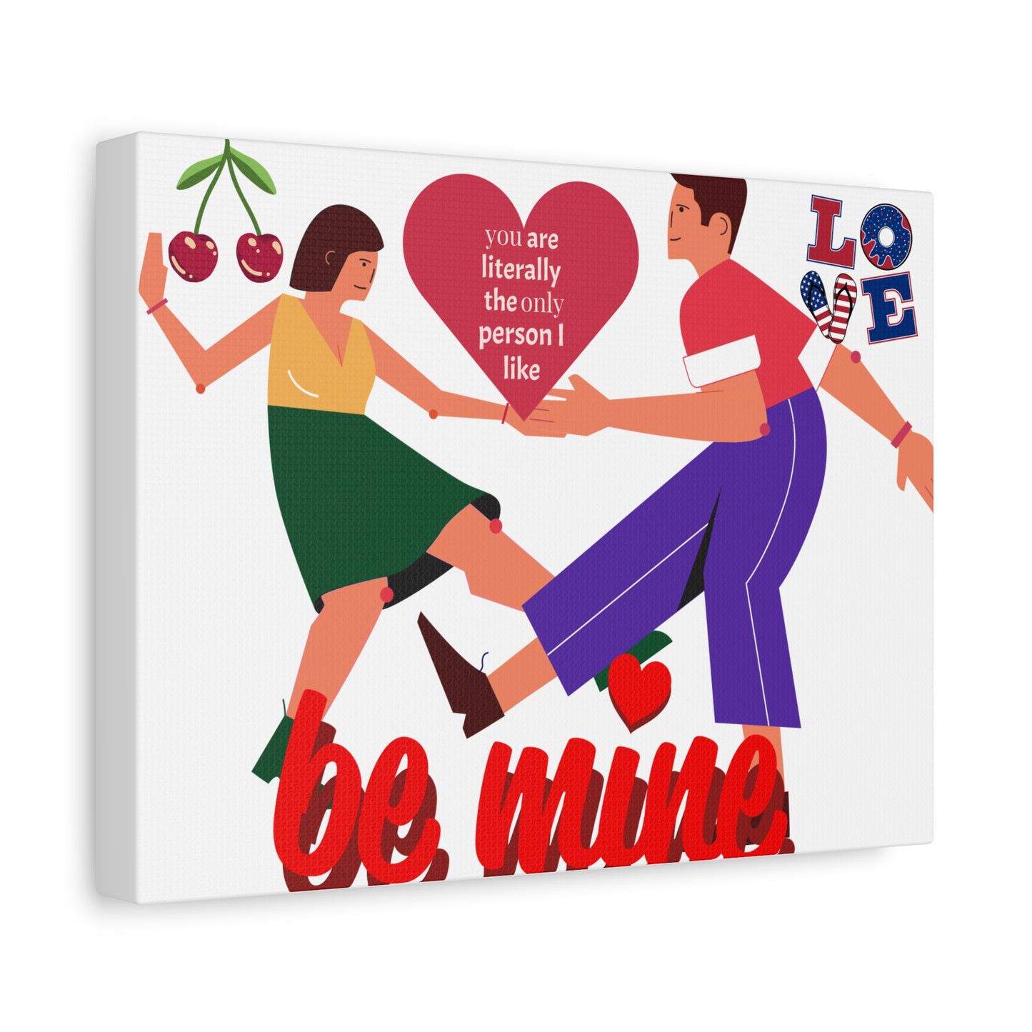 Vibrant Canvas Art Print, Cute Couple Dancing, Valentine's Gift, Home Decor, Love Quote Art, Heartfelt Wall Decoration