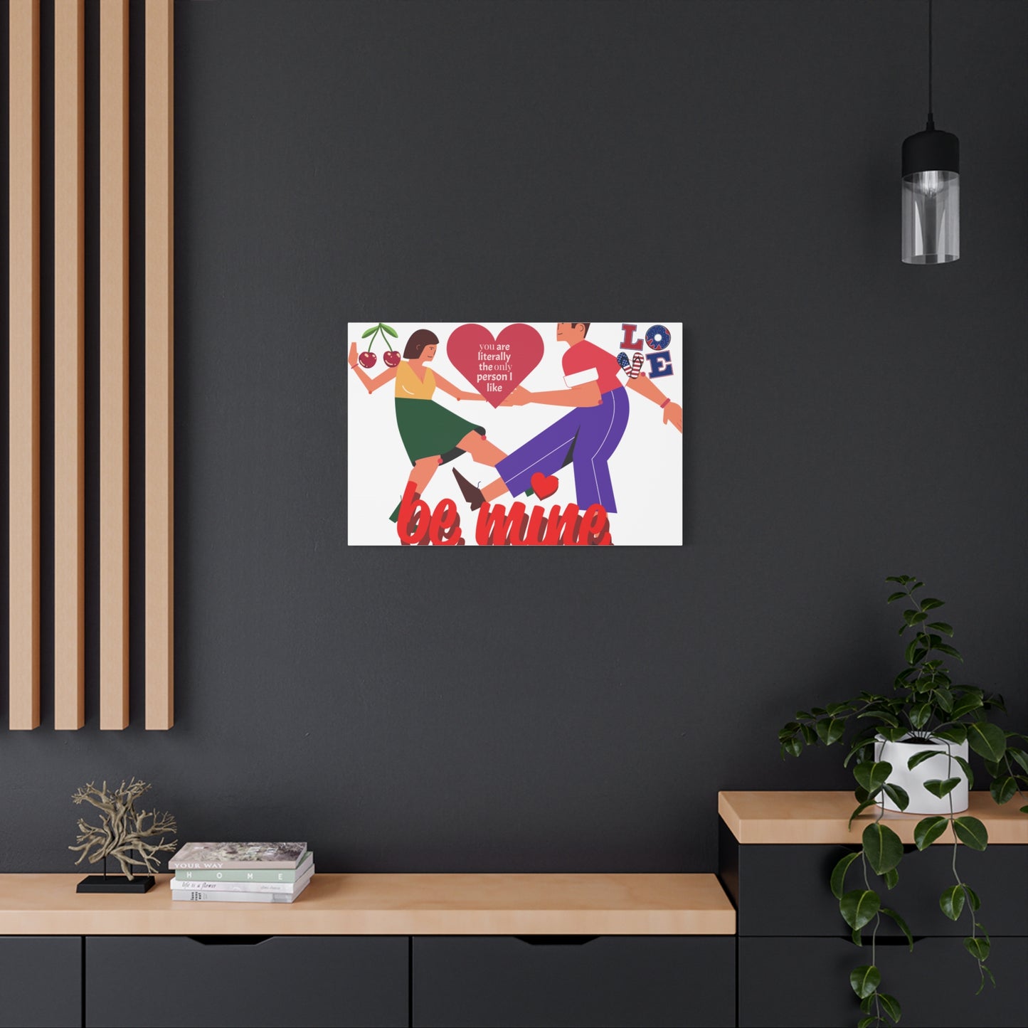 Vibrant Canvas Art Print, Cute Couple Dancing, Valentine's Gift, Home Decor, Love Quote Art, Heartfelt Wall Decoration