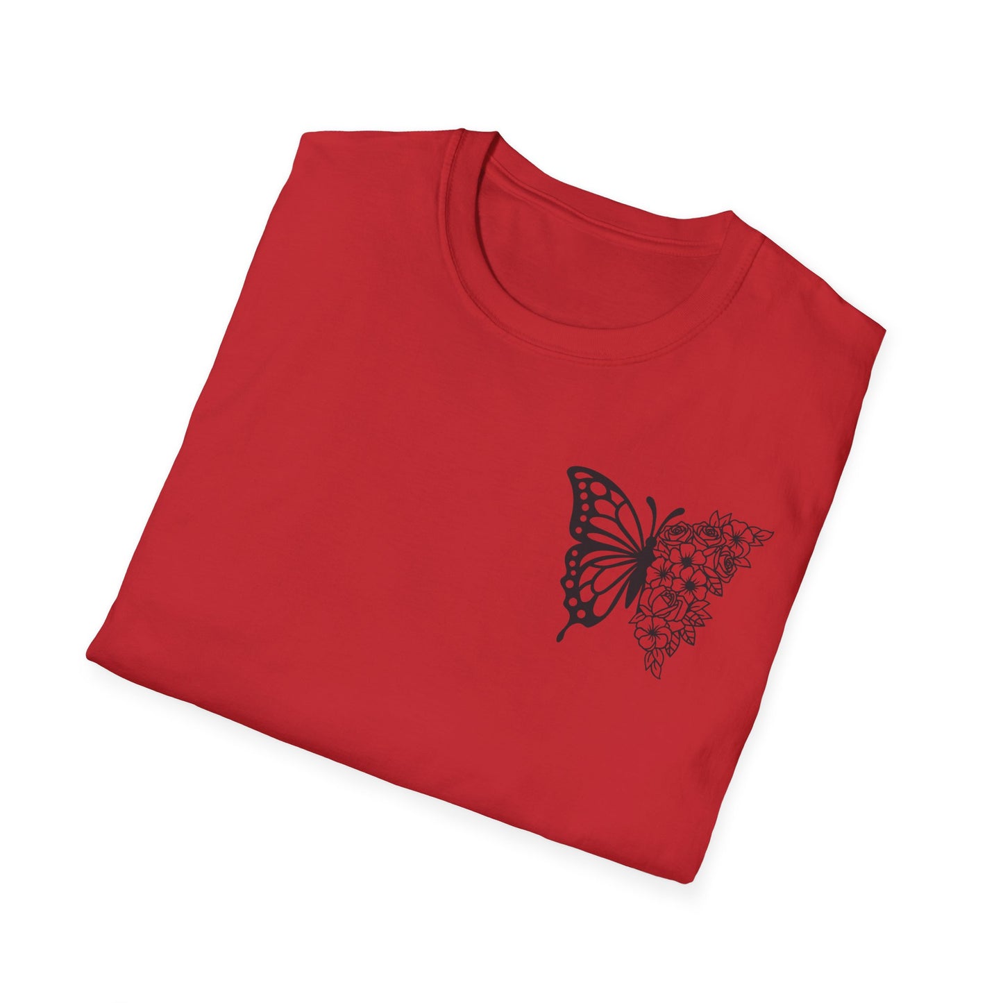 Butterfly Inspirational T-Shirt  Softstyle Tee for Nature Lovers, Casual Wear, Gift for Friends, Thoughtful Quote Shirt
