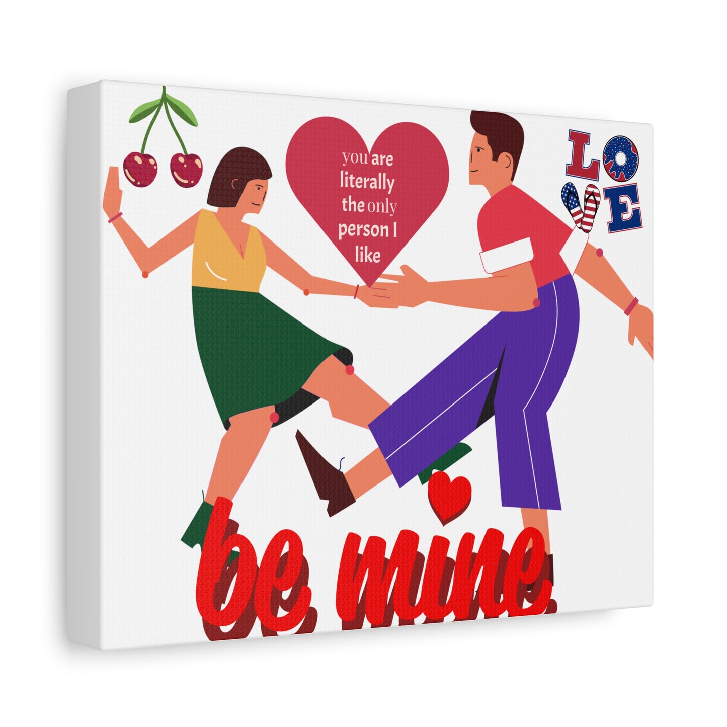 Vibrant Canvas Art Print, Cute Couple Dancing, Valentine's Gift, Home Decor, Love Quote Art, Heartfelt Wall Decoration