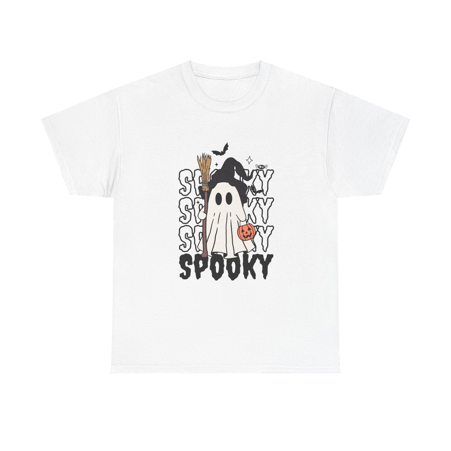 Spooky Ghost Unisex Heavy Cotton Tee - Halloween T-Shirt, Fall Fashion, Halloween Costume, Ghost Shirt, Casual Tee
