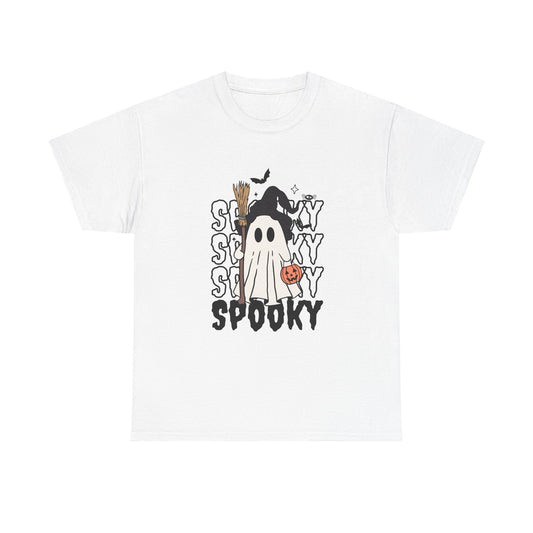 Spooky Ghost Unisex Heavy Cotton Tee - Halloween T-Shirt, Fall Fashion, Halloween Costume, Ghost Shirt, Casual Tee