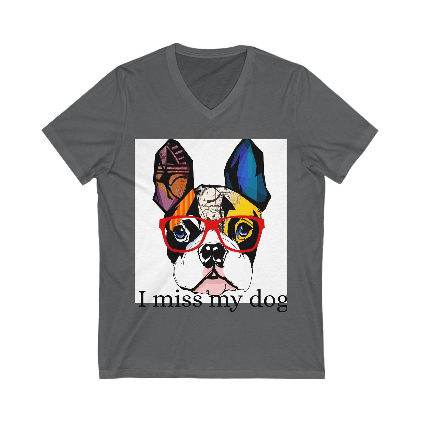 Pet Memorial V-Neck Tee, I Miss My Dog, Dog Lover Gift, Dog Loss Shirt, Grief Support Tee, Animal Lover Clothing