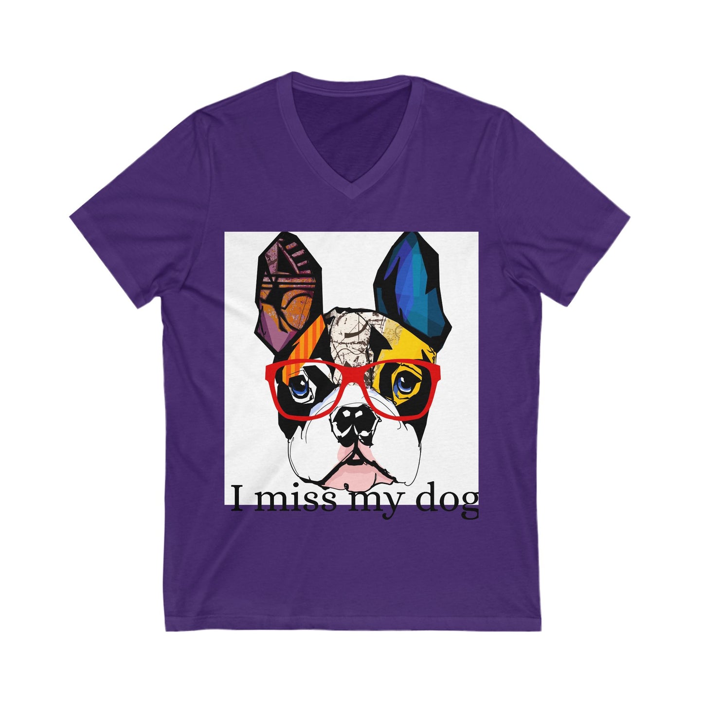 Pet Memorial V-Neck Tee, I Miss My Dog, Dog Lover Gift, Dog Loss Shirt, Grief Support Tee, Animal Lover Clothing