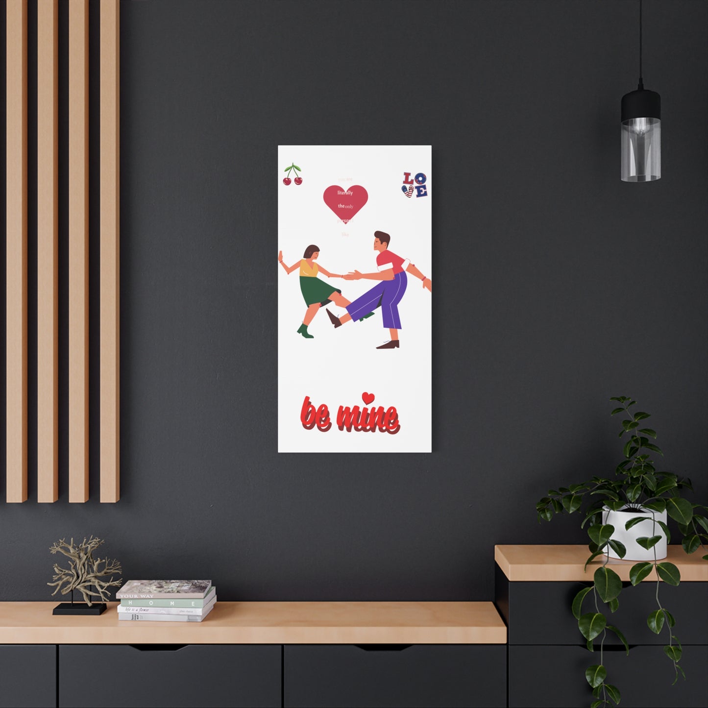 Vibrant Canvas Art Print, Cute Couple Dancing, Valentine's Gift, Home Decor, Love Quote Art, Heartfelt Wall Decoration