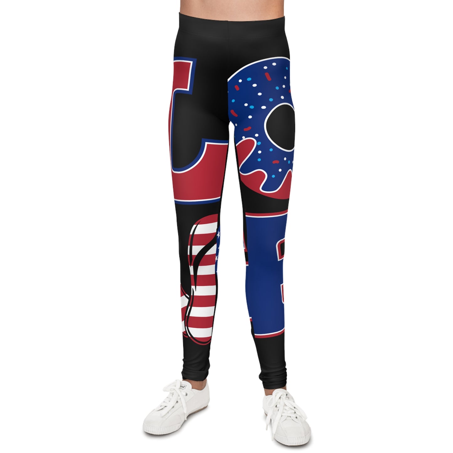 Patriotic Youth Leggings | Love Design, Comfortable Activewear for Kids, Sportswear, Gift for Independence Day, Everyday Comfort