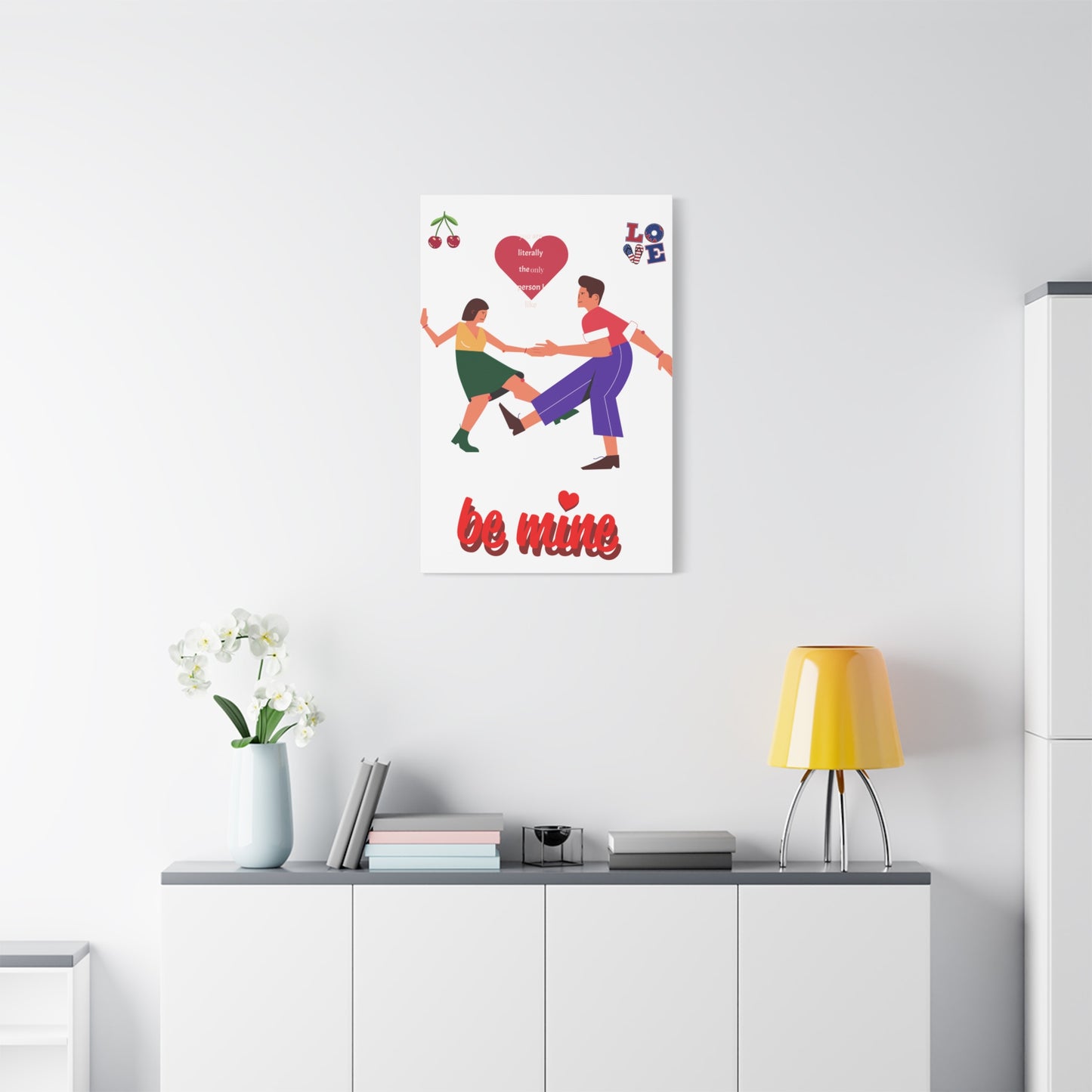 Vibrant Canvas Art Print, Cute Couple Dancing, Valentine's Gift, Home Decor, Love Quote Art, Heartfelt Wall Decoration