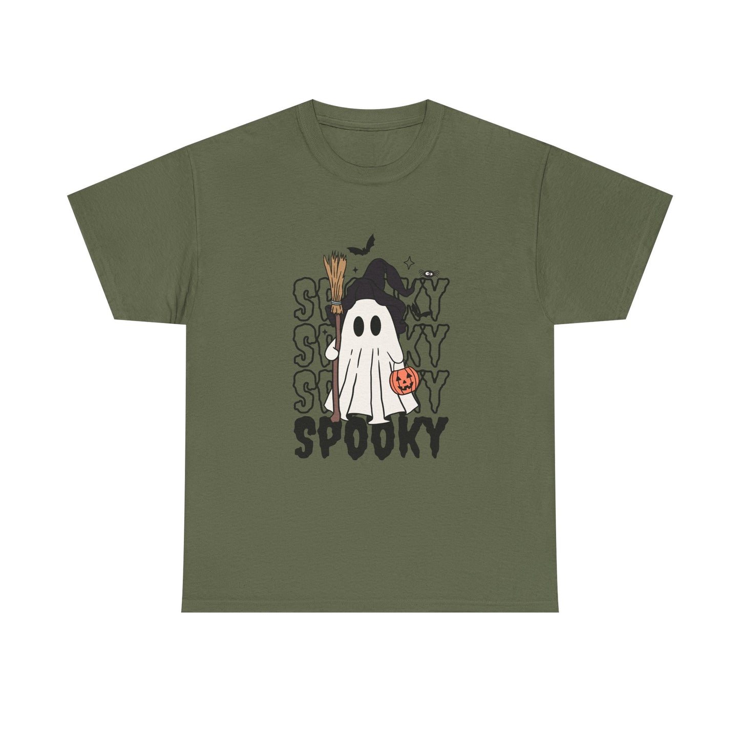 Spooky Ghost Unisex Heavy Cotton Tee - Halloween T-Shirt, Fall Fashion, Halloween Costume, Ghost Shirt, Casual Tee