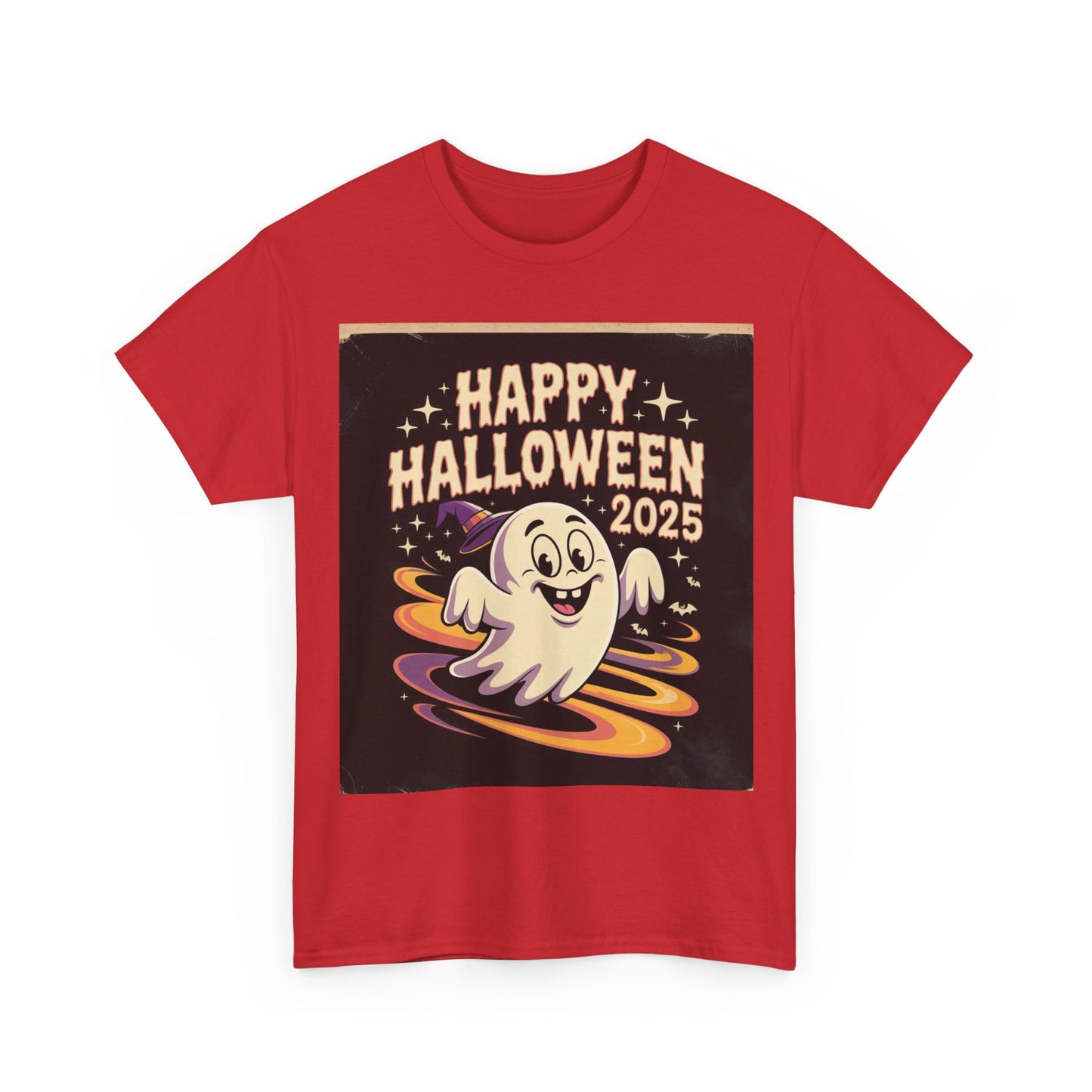 Happy Halloween Ghost Unisex Heavy Cotton Tee, Spooky Shirt, Halloween Costume, Festive Apparel, Autumn Style, Boo-tiful Tee