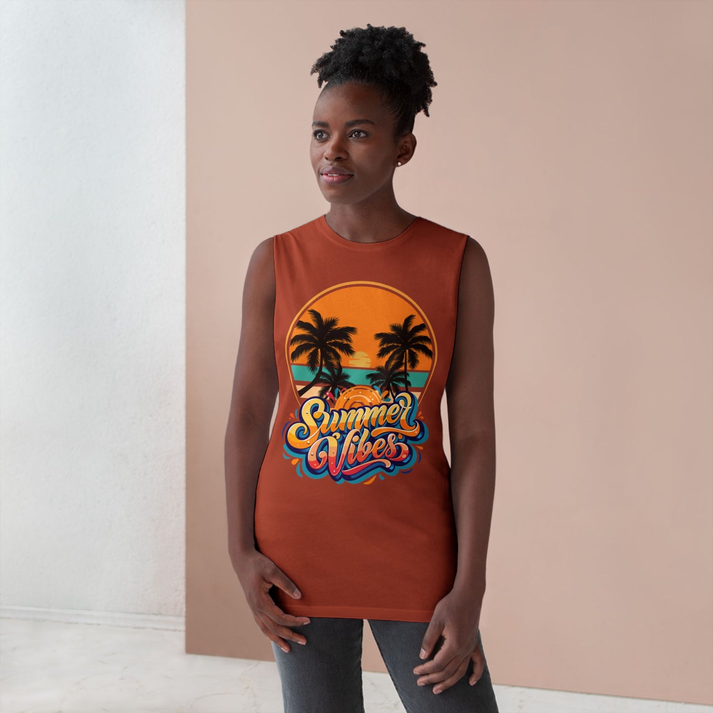 Summer Vibes Tank Top, Unisex Beachwear, Tropical Tee, Vacation Shirt, Casual Summer Apparel, Gift for Him/Her