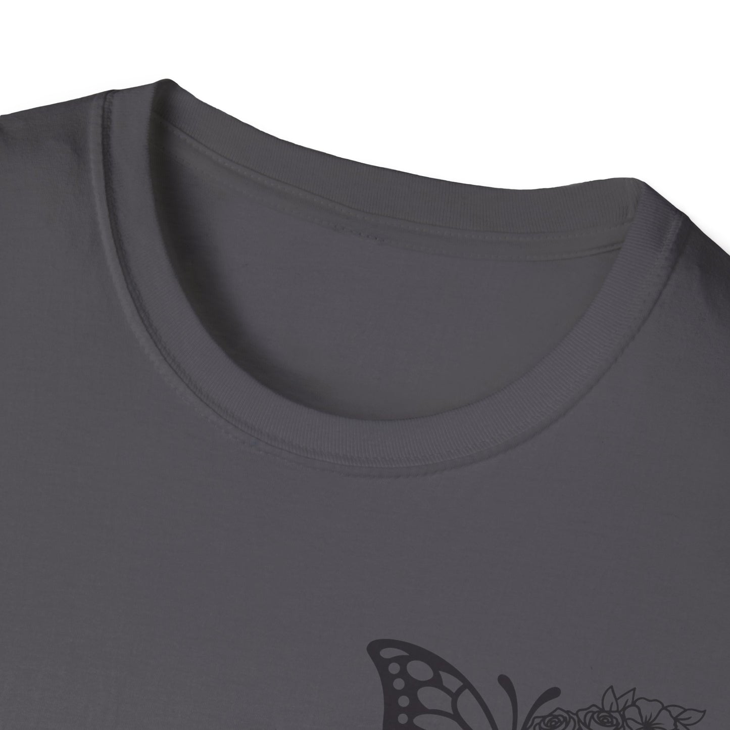 Butterfly Inspirational T-Shirt  Softstyle Tee for Nature Lovers, Casual Wear, Gift for Friends, Thoughtful Quote Shirt