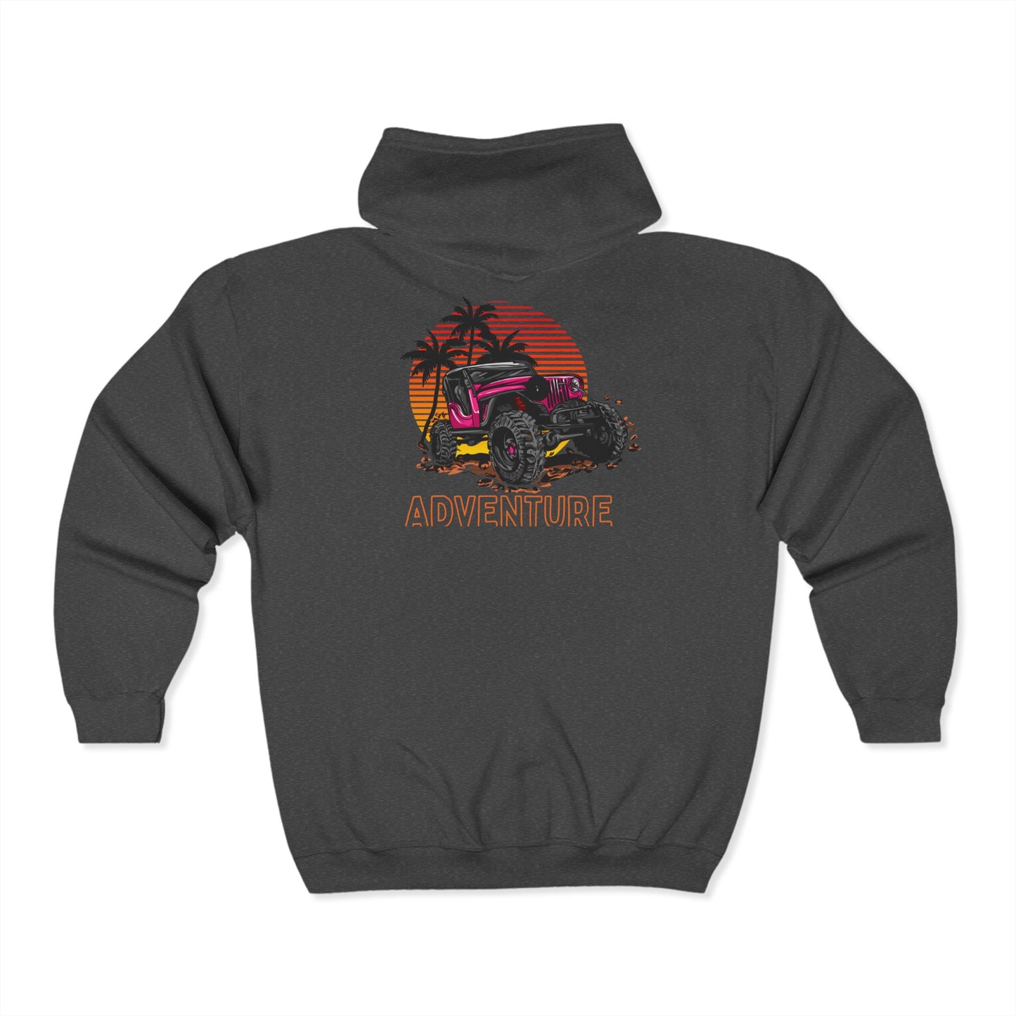 Adventure-Themed Full Zip Hoodie, Unisex Casual Sweatshirt for Outdoor Lovers, Perfect for Camping, Gifts for Him & Her