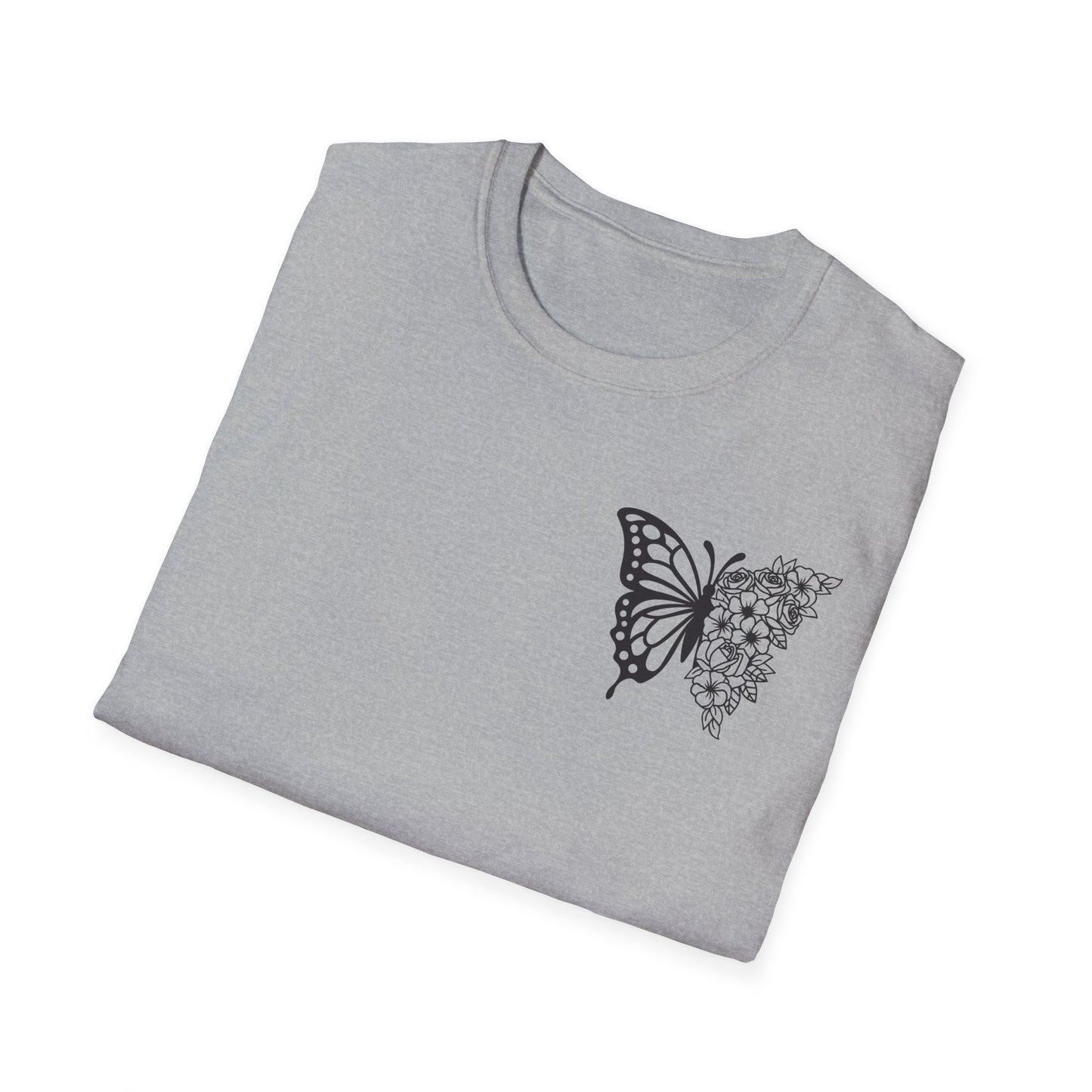Butterfly Inspirational T-Shirt  Softstyle Tee for Nature Lovers, Casual Wear, Gift for Friends, Thoughtful Quote Shirt