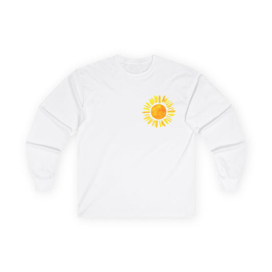 Sunrise Flamingo Long Sleeve Tee, Vacation Shirt, Casual Outfit, Summer Apparel, Gift for Beach Lovers, Graphic Tee, Relaxed Fit