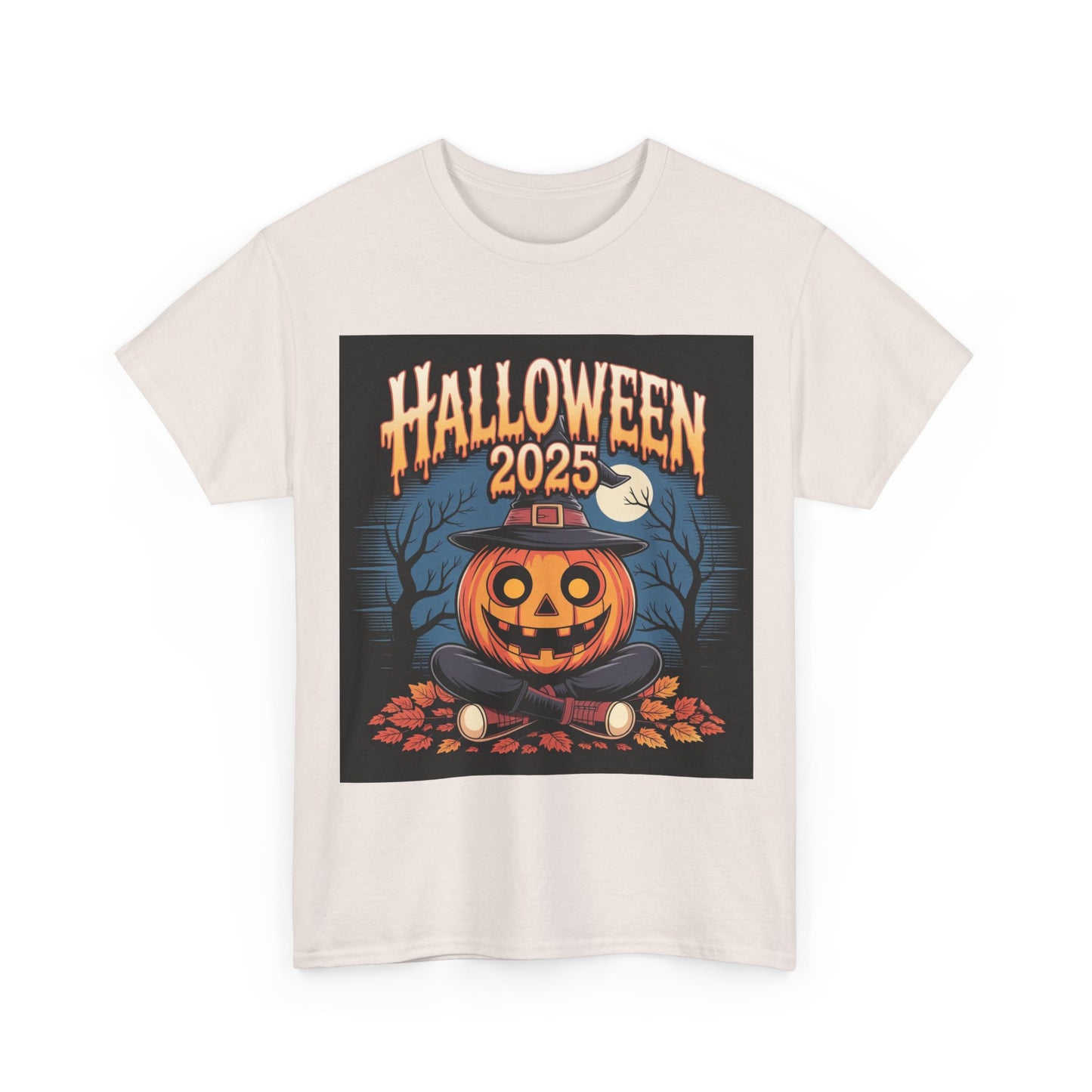 Halloween Pumpkin Tee, Unisex Heavy Cotton Tee, Spooky T-Shirt, Fall Apparel, Halloween 2025, Halloween Costumes, Autumn Fashion