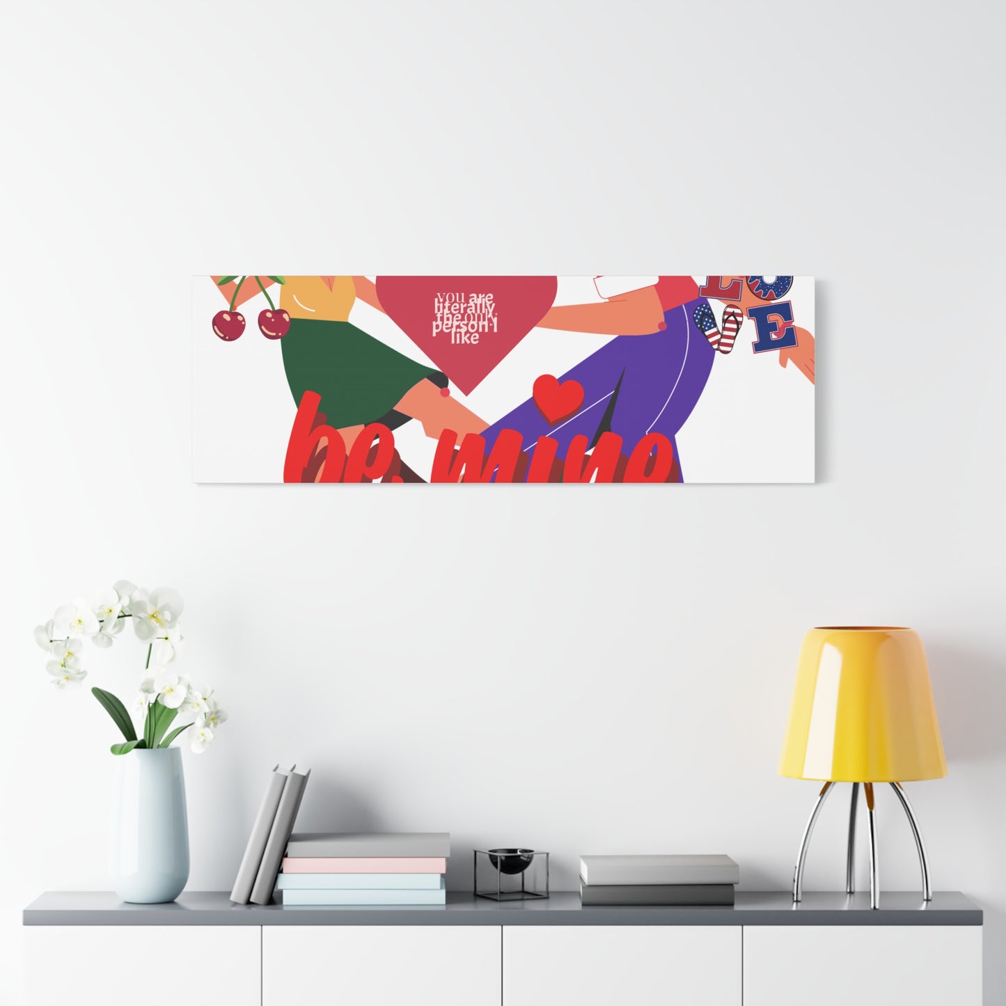 Vibrant Canvas Art Print, Cute Couple Dancing, Valentine's Gift, Home Decor, Love Quote Art, Heartfelt Wall Decoration
