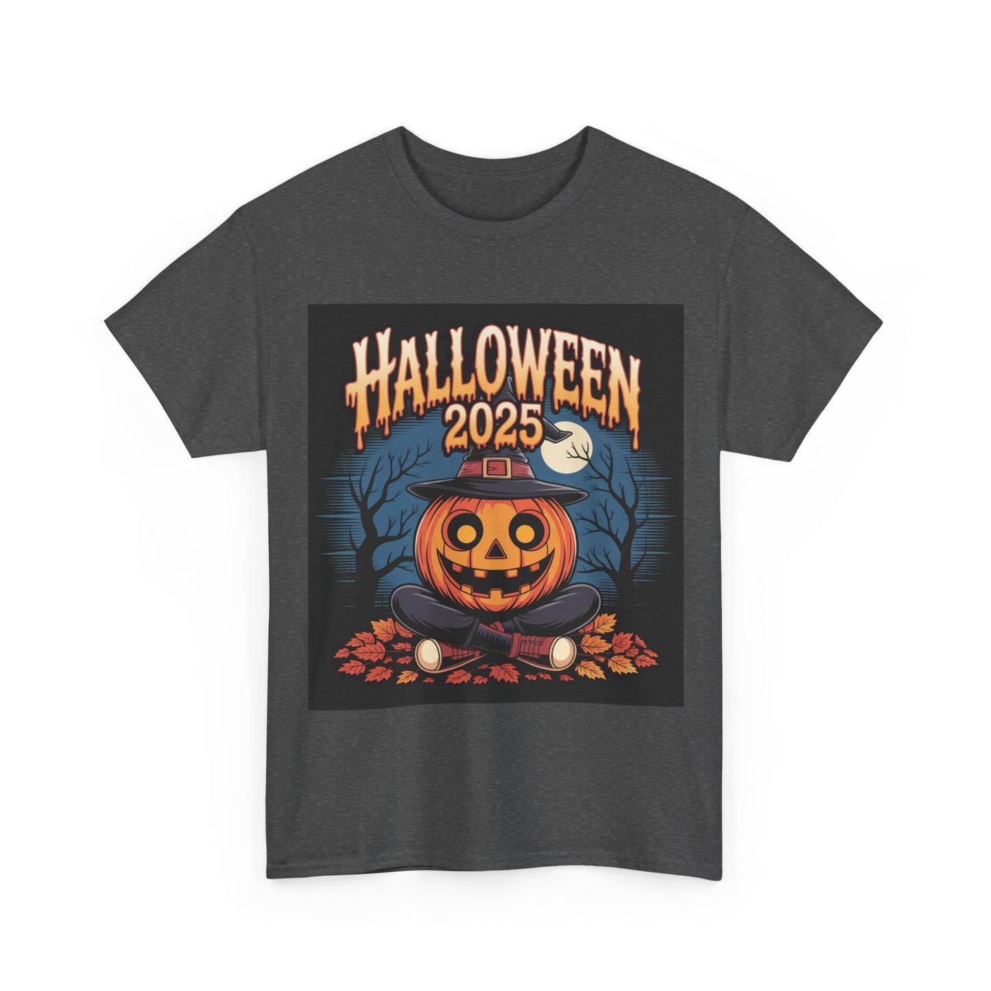 Halloween Pumpkin Tee, Unisex Heavy Cotton Tee, Spooky T-Shirt, Fall Apparel, Halloween 2025, Halloween Costumes, Autumn Fashion