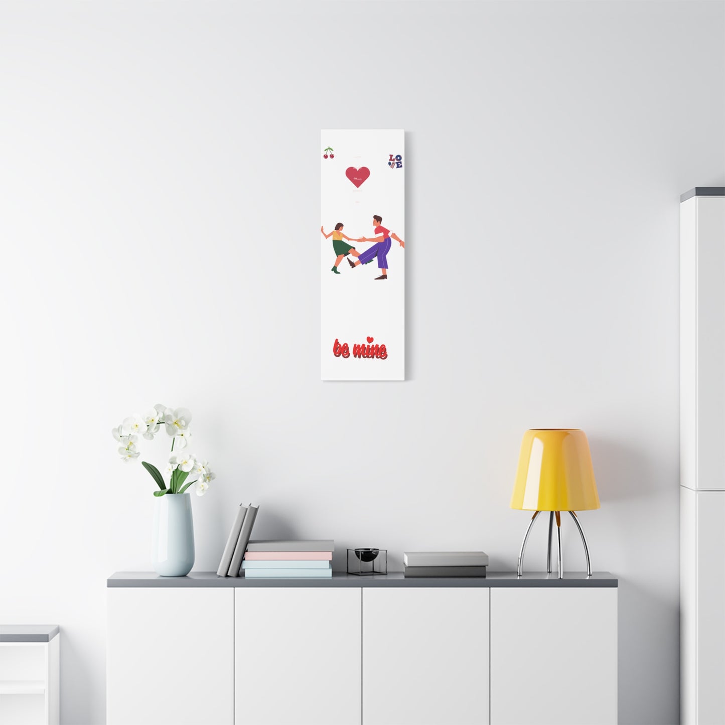 Vibrant Canvas Art Print, Cute Couple Dancing, Valentine's Gift, Home Decor, Love Quote Art, Heartfelt Wall Decoration