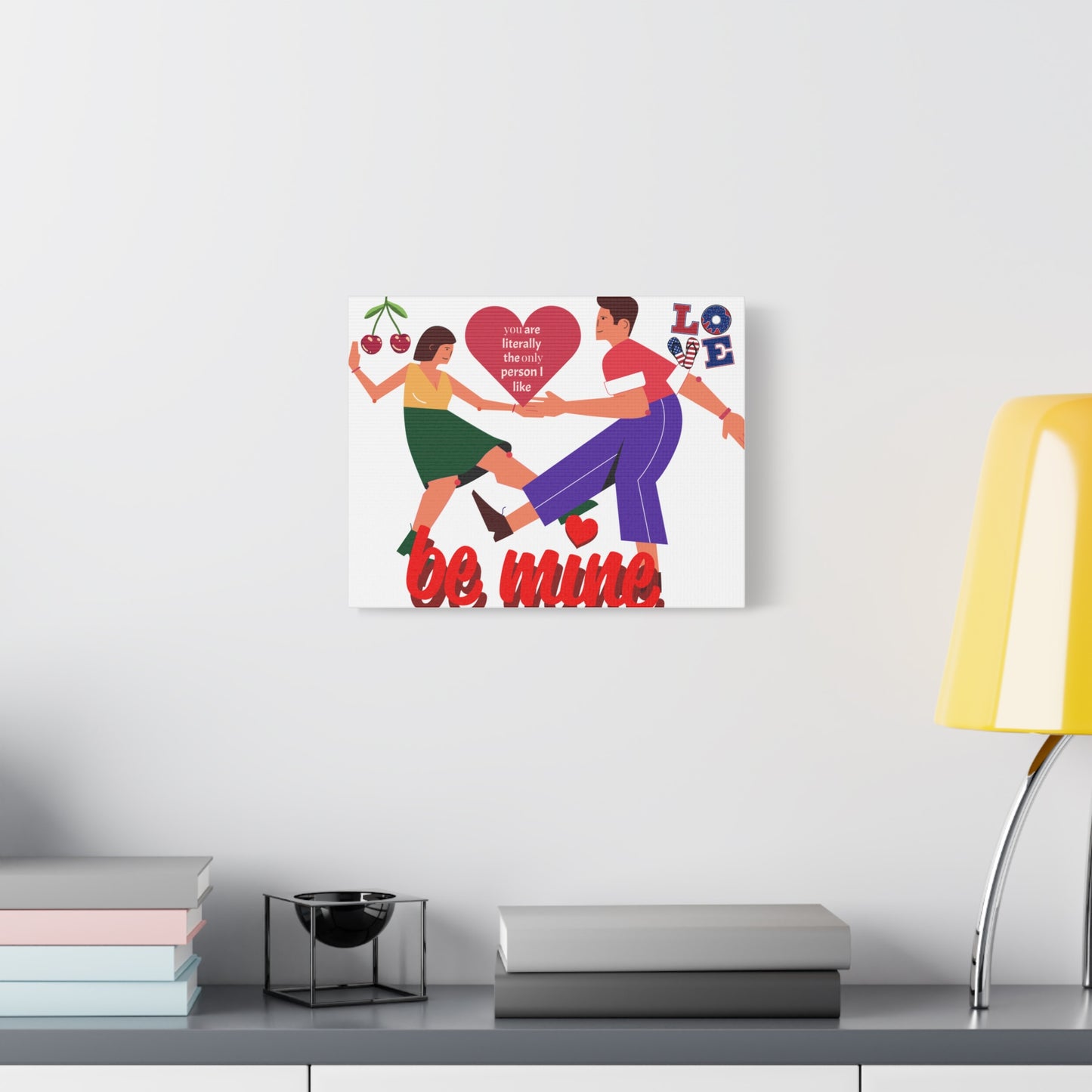 Vibrant Canvas Art Print, Cute Couple Dancing, Valentine's Gift, Home Decor, Love Quote Art, Heartfelt Wall Decoration