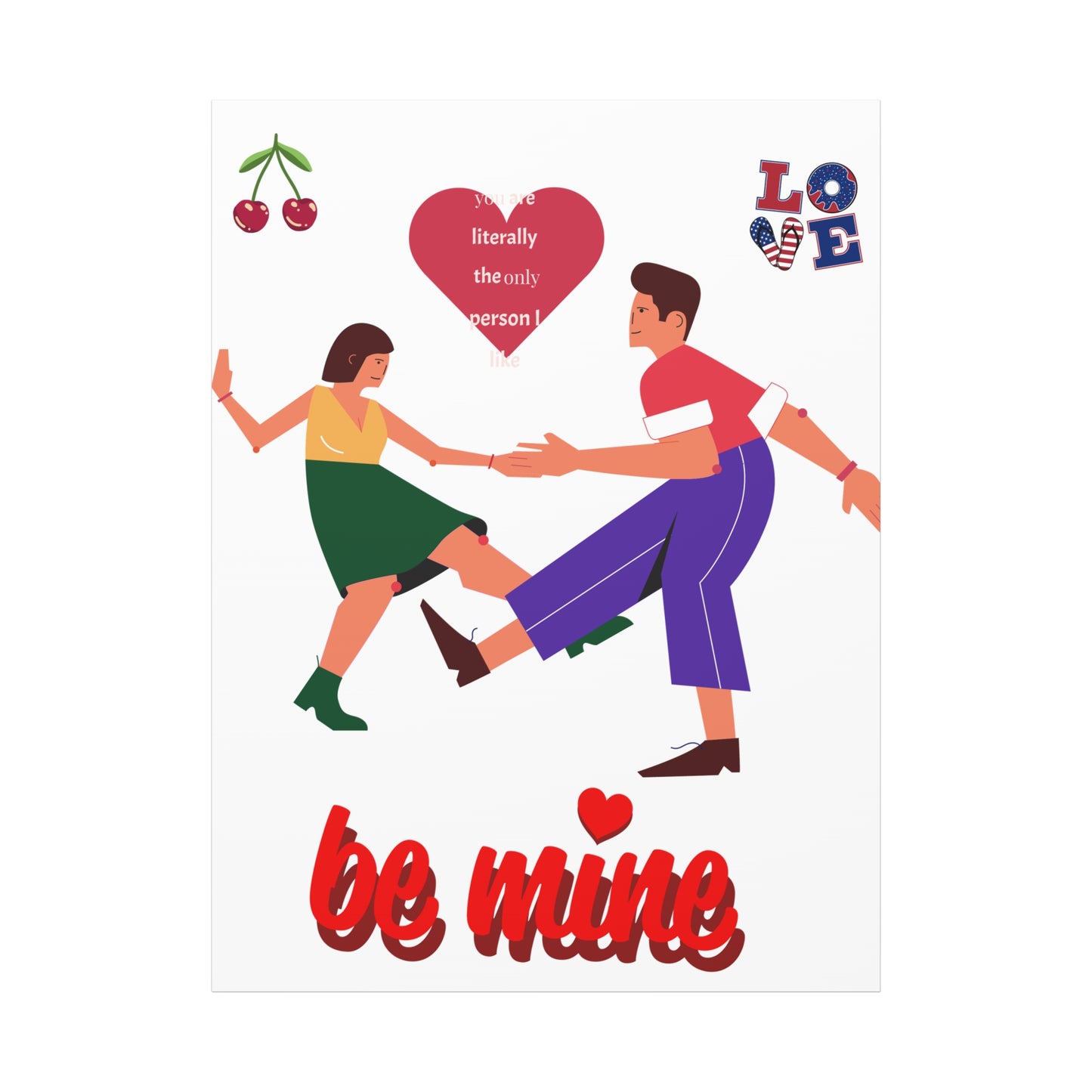 Vibrant Canvas Art Print, Cute Couple Dancing, Valentine's Gift, Home Decor, Love Quote Art, Heartfelt Wall Decoration