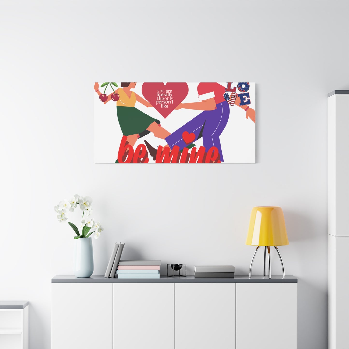 Vibrant Canvas Art Print, Cute Couple Dancing, Valentine's Gift, Home Decor, Love Quote Art, Heartfelt Wall Decoration