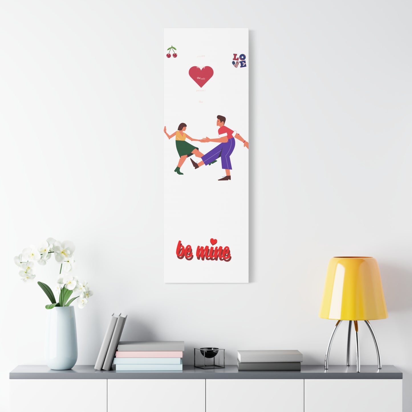 Vibrant Canvas Art Print, Cute Couple Dancing, Valentine's Gift, Home Decor, Love Quote Art, Heartfelt Wall Decoration