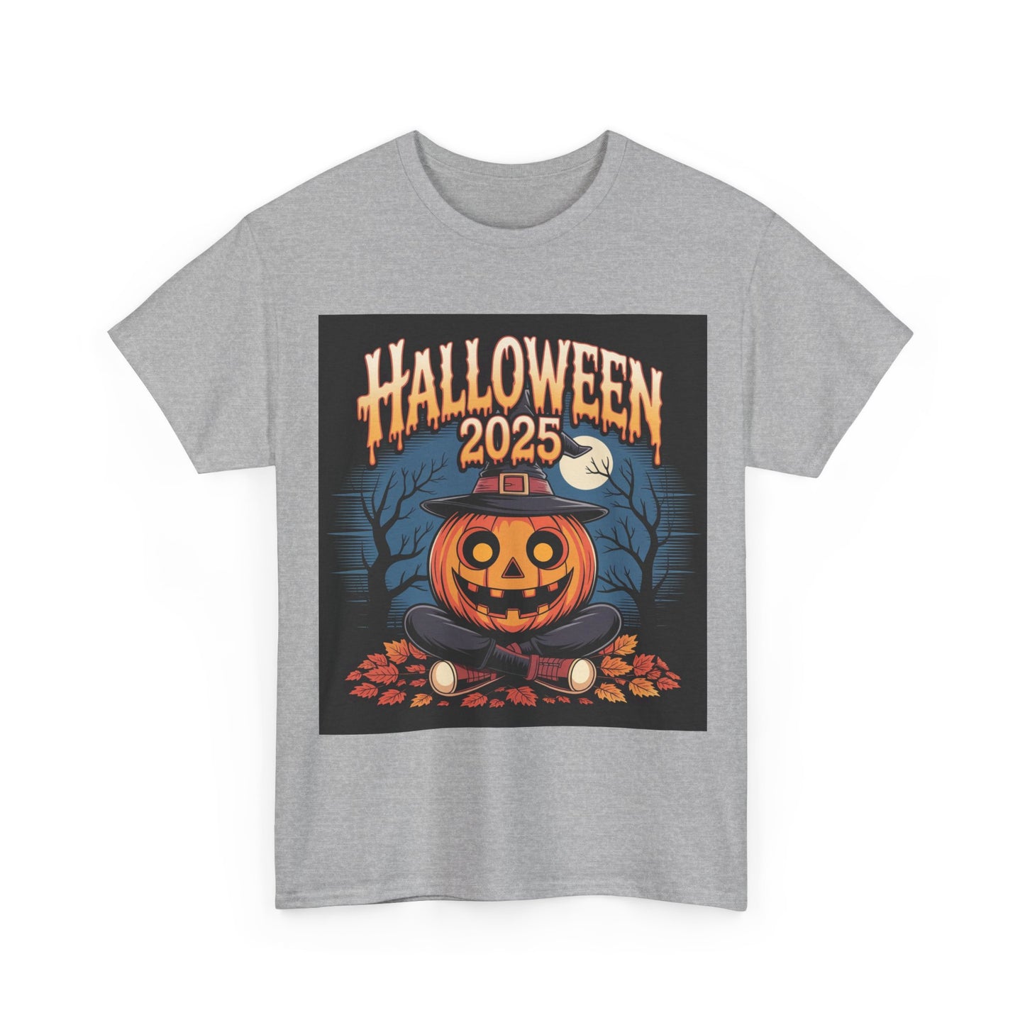 Halloween Pumpkin Tee, Unisex Heavy Cotton Tee, Spooky T-Shirt, Fall Apparel, Halloween 2025, Halloween Costumes, Autumn Fashion