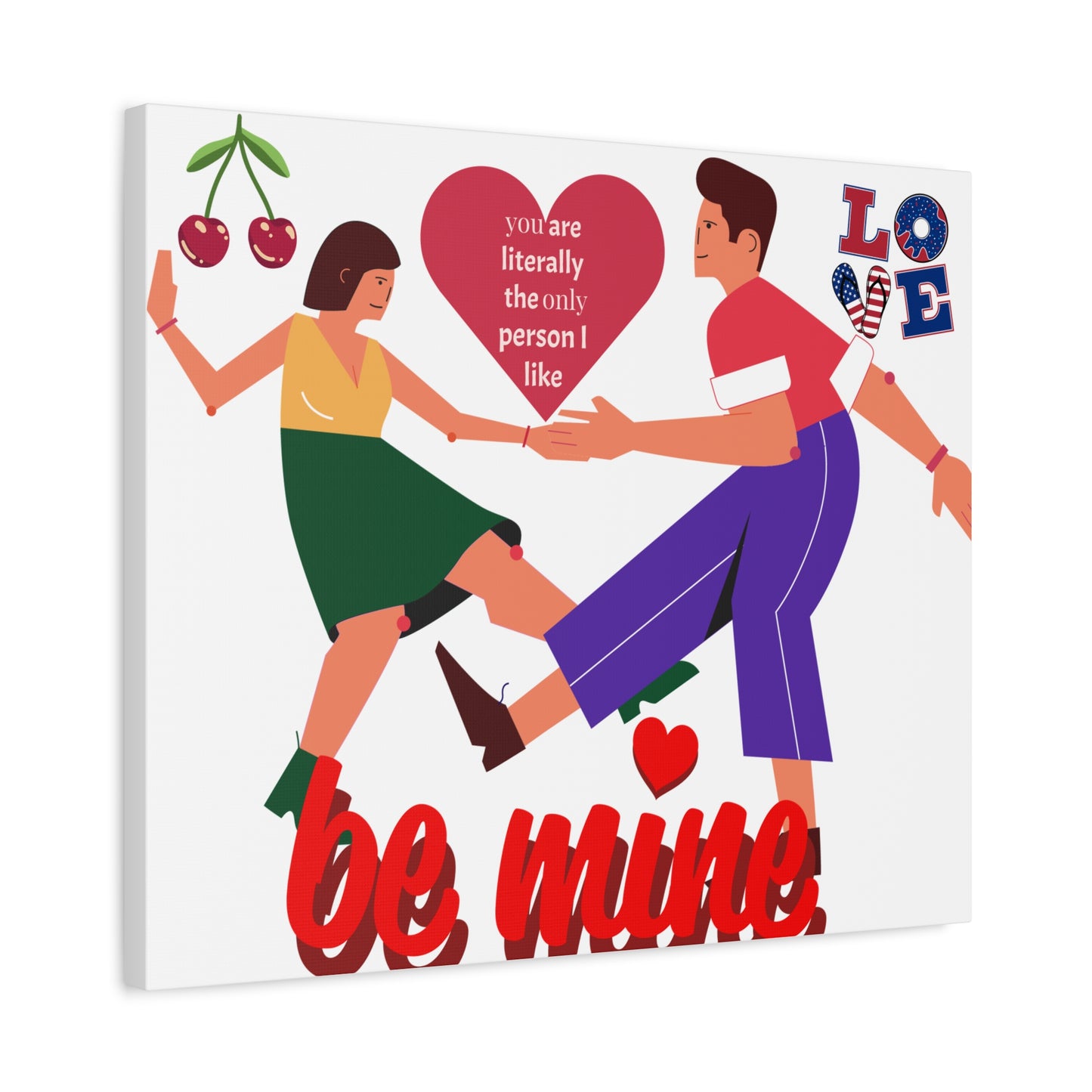 Vibrant Canvas Art Print, Cute Couple Dancing, Valentine's Gift, Home Decor, Love Quote Art, Heartfelt Wall Decoration