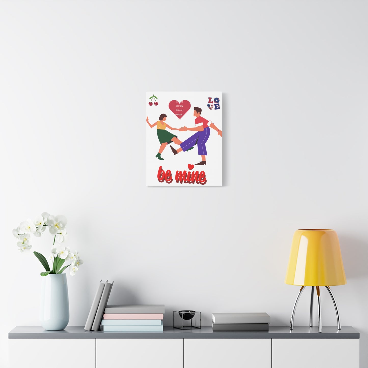 Vibrant Canvas Art Print, Cute Couple Dancing, Valentine's Gift, Home Decor, Love Quote Art, Heartfelt Wall Decoration