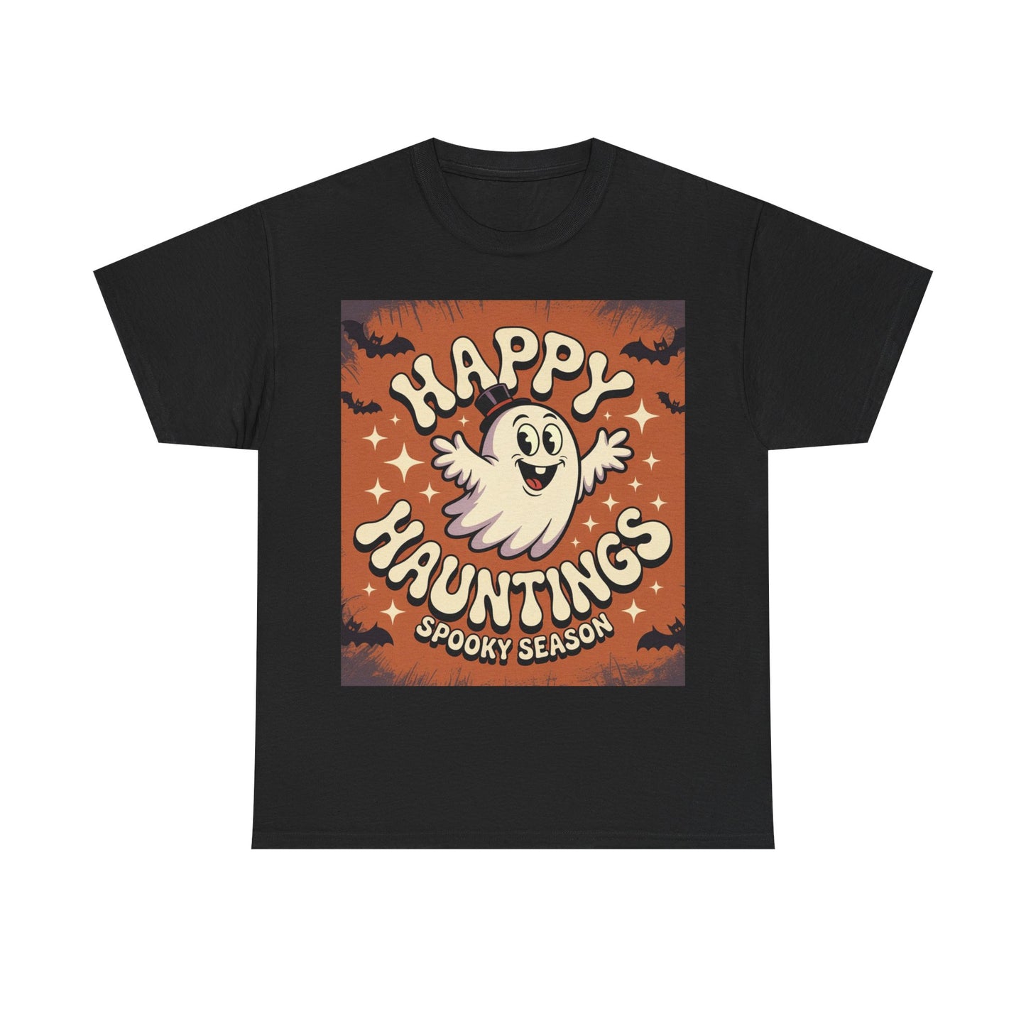 Happy Hauntings Unisex Halloween Tee, Spooky Season T-Shirt, Ghost Graphic Tee, Halloween Party Shirt, Casual Fall Wear