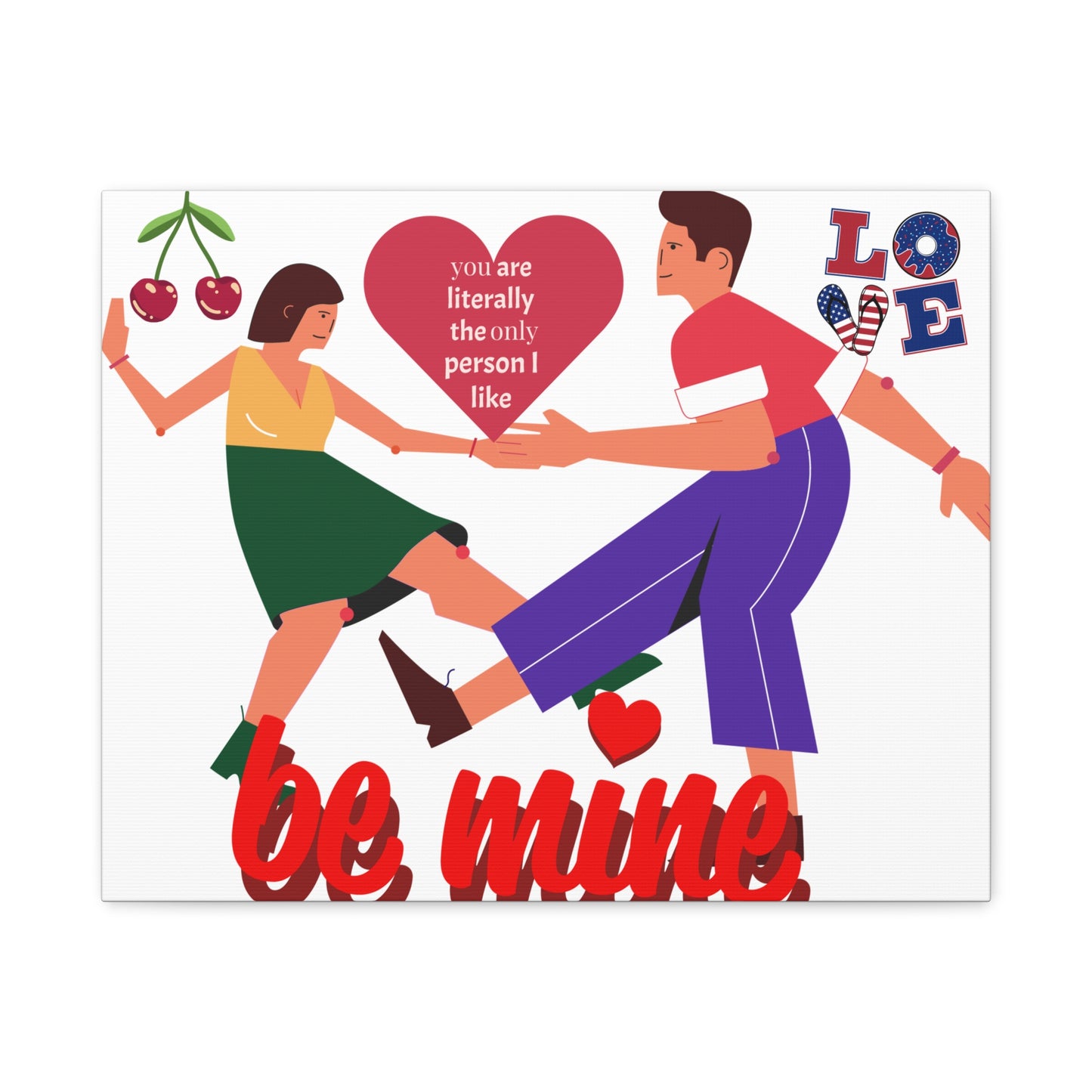 Vibrant Canvas Art Print, Cute Couple Dancing, Valentine's Gift, Home Decor, Love Quote Art, Heartfelt Wall Decoration