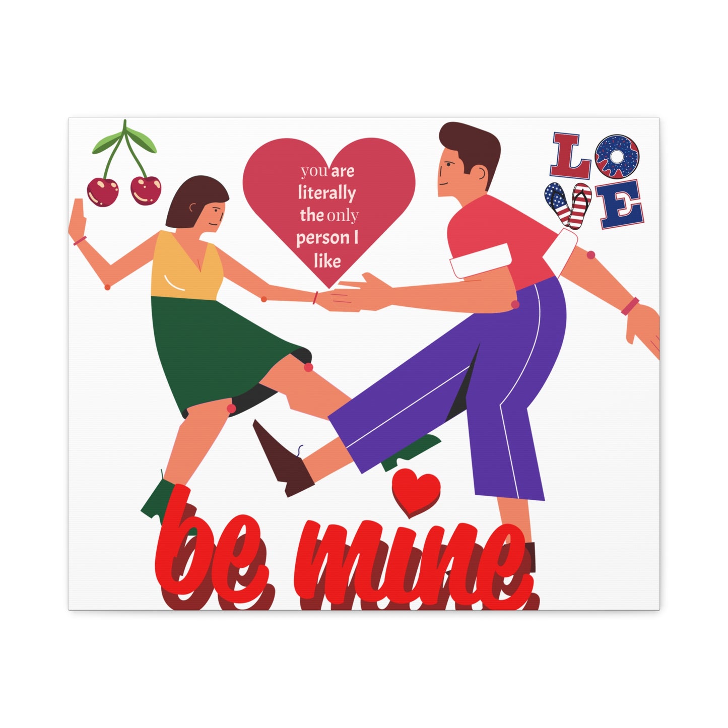 Vibrant Canvas Art Print, Cute Couple Dancing, Valentine's Gift, Home Decor, Love Quote Art, Heartfelt Wall Decoration