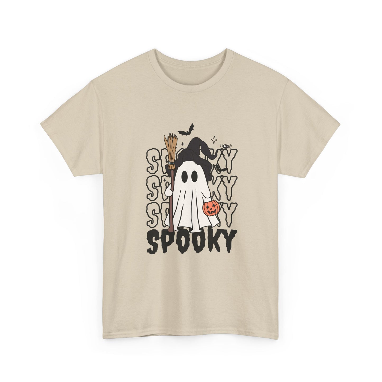 Spooky Ghost Unisex Heavy Cotton Tee - Halloween T-Shirt, Fall Fashion, Halloween Costume, Ghost Shirt, Casual Tee