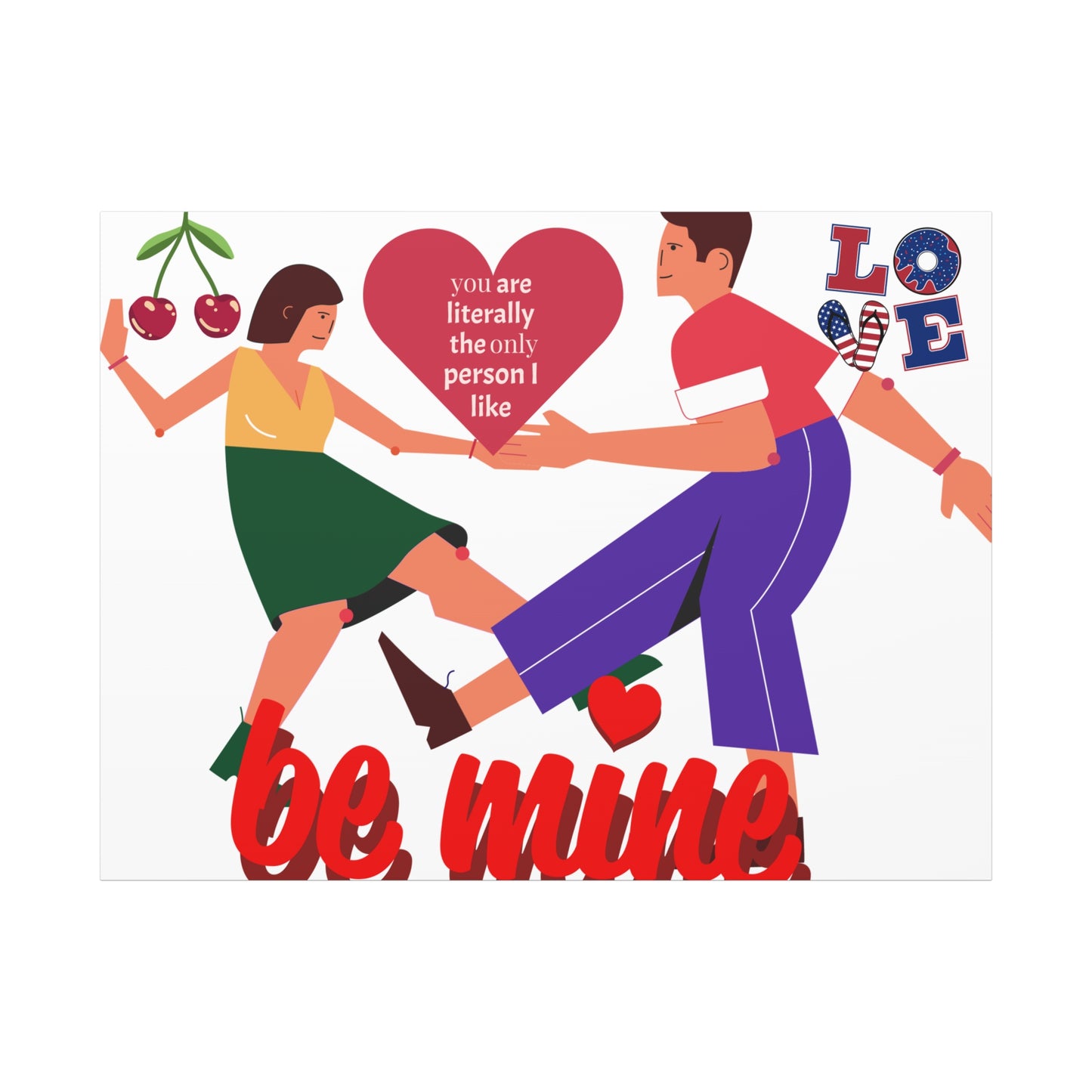 Vibrant Canvas Art Print, Cute Couple Dancing, Valentine's Gift, Home Decor, Love Quote Art, Heartfelt Wall Decoration