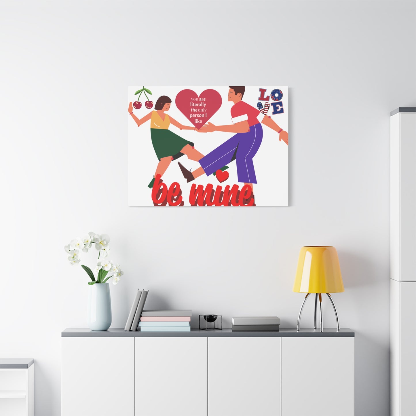 Vibrant Canvas Art Print, Cute Couple Dancing, Valentine's Gift, Home Decor, Love Quote Art, Heartfelt Wall Decoration